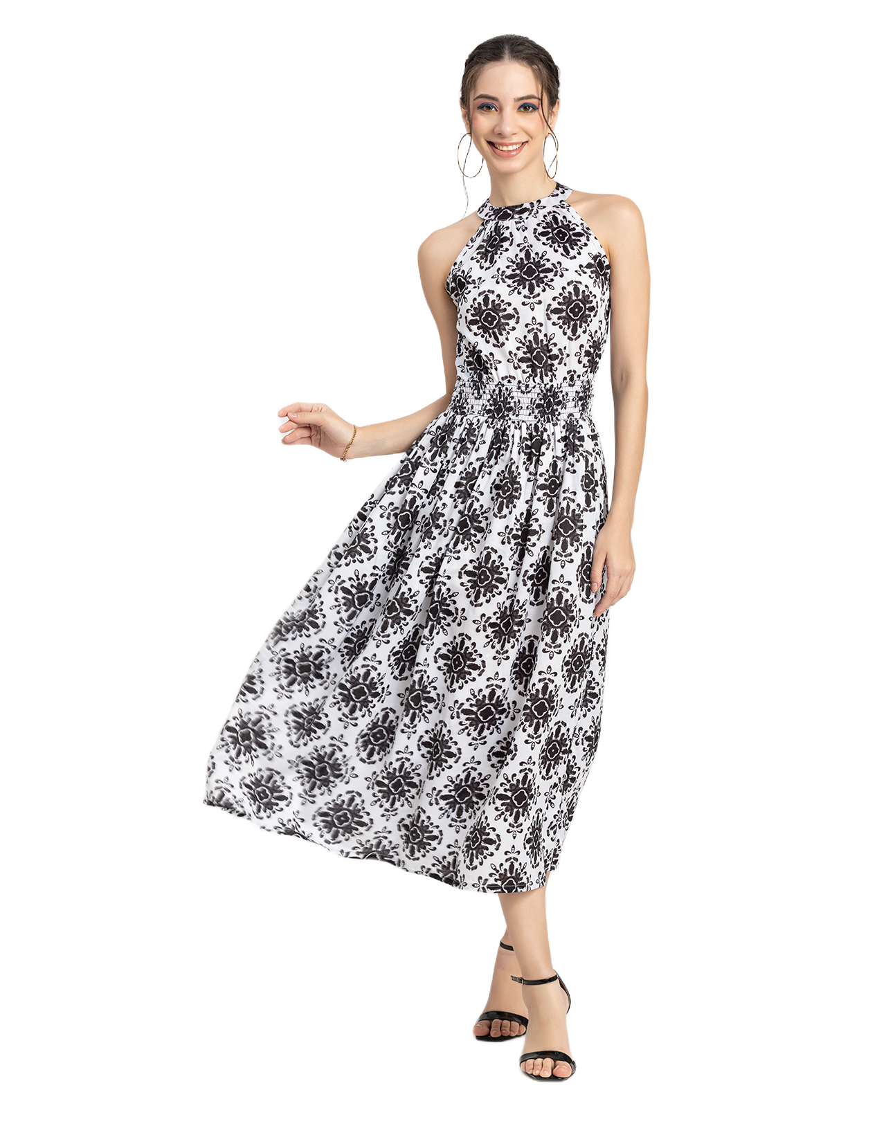 Printed Smocked Dress, Halter