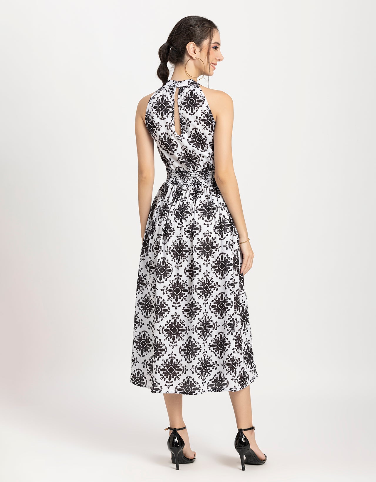 Printed Smocked Dress, Halter