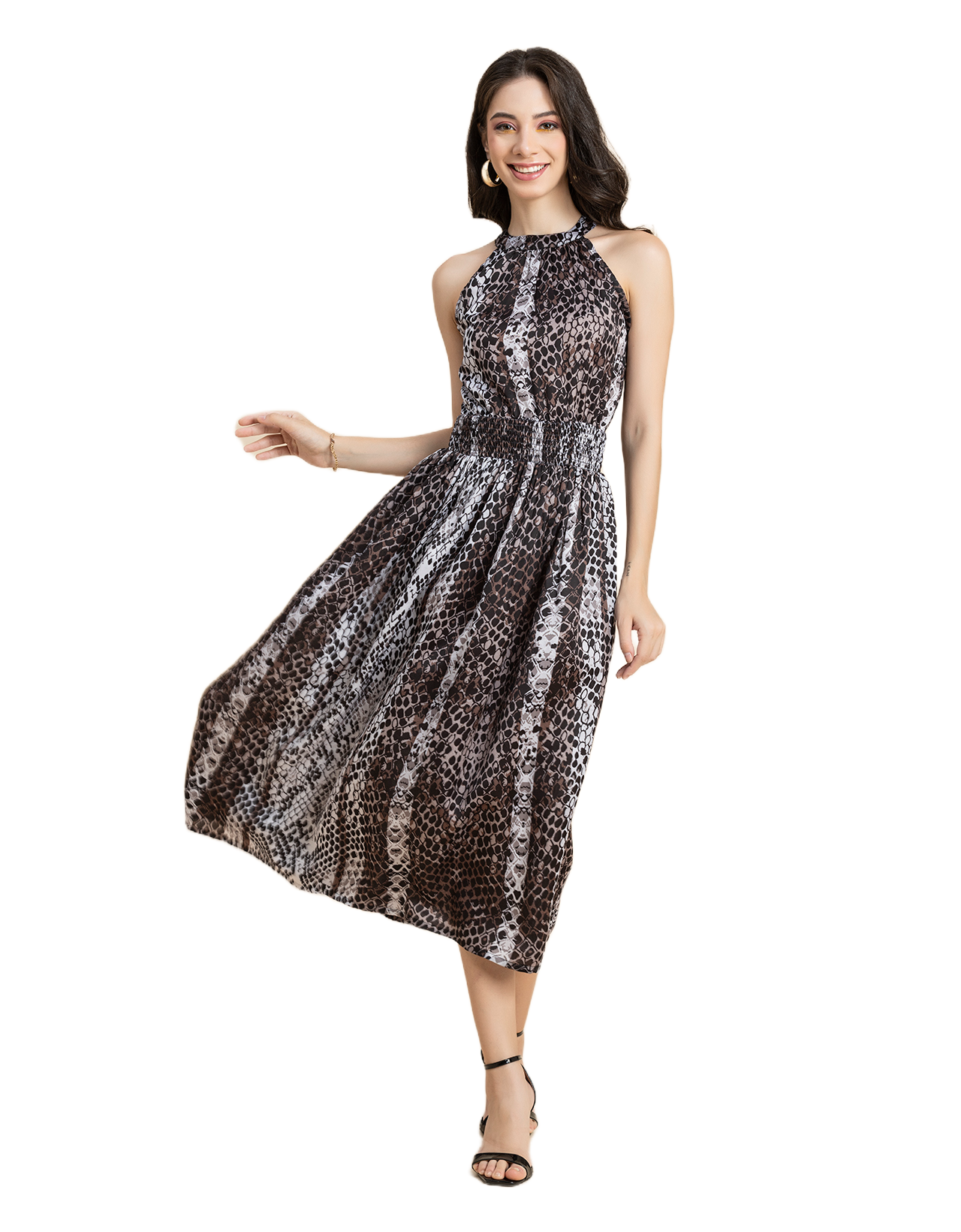 Printed Smocked Dress, Halter