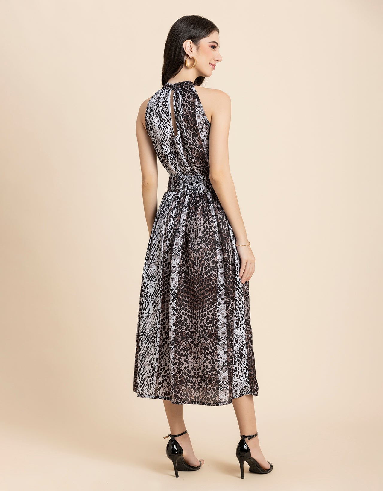Printed Smocked Dress, Halter