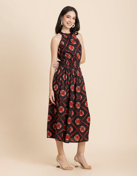 Printed Smocked Dress, Halter