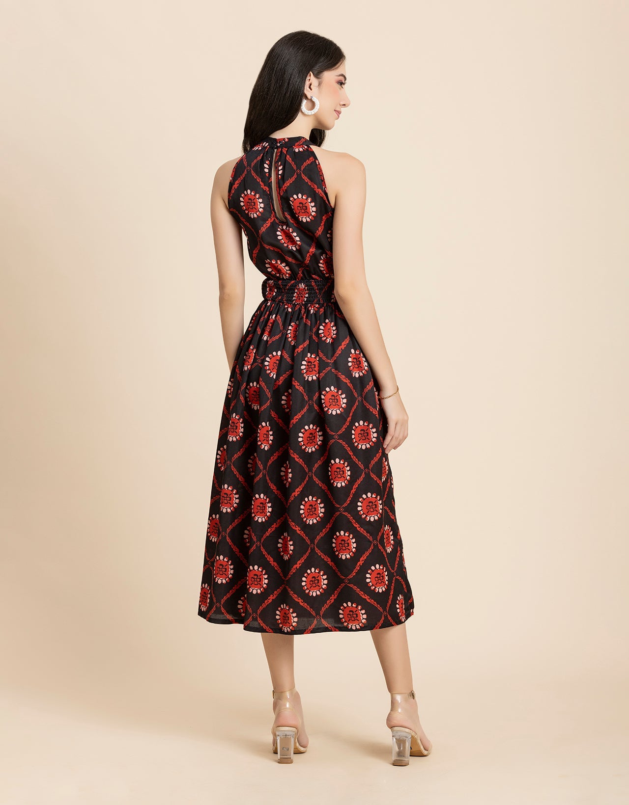 Printed Smocked Dress, Halter