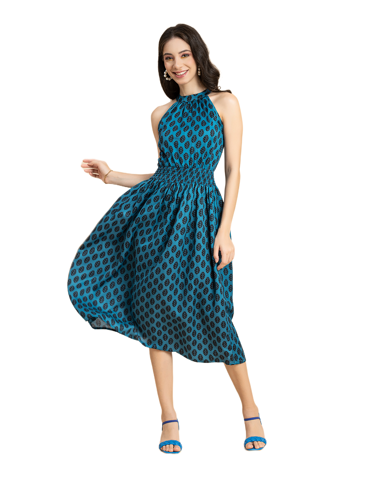 Printed Smocked Dress, Halter