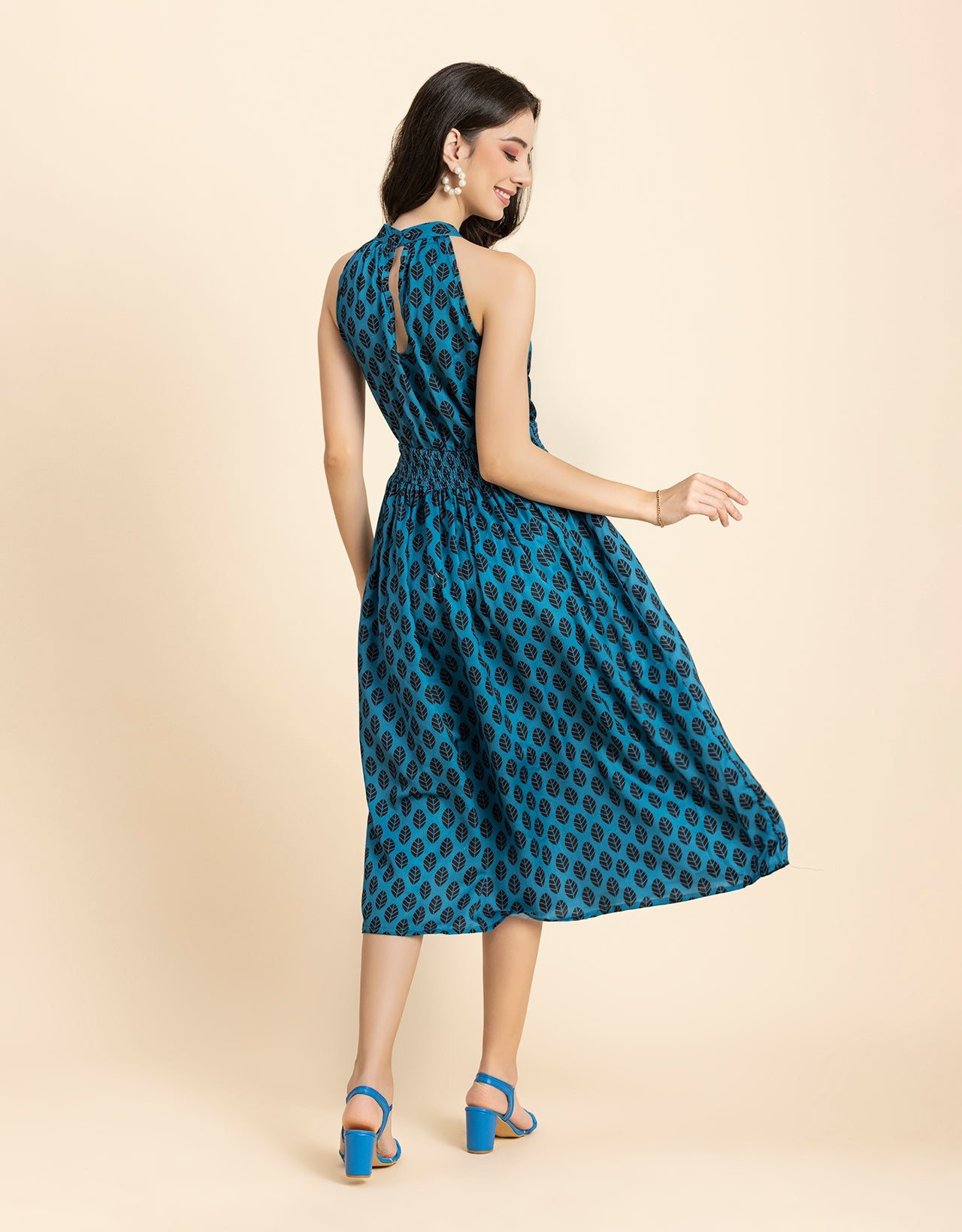 Printed Smocked Dress, Halter