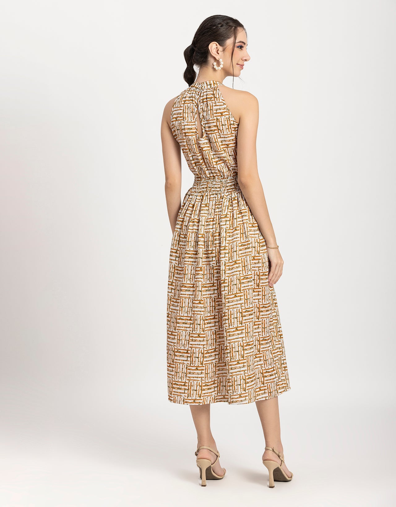 Printed Smocked Dress, Halter