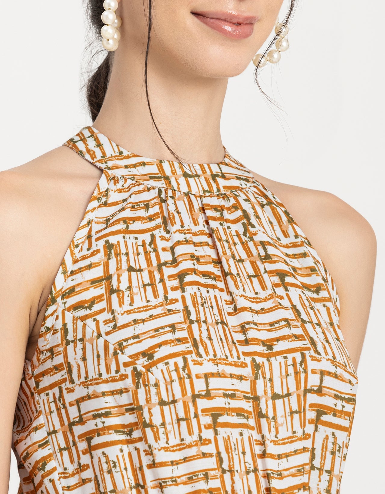 Printed Smocked Dress, Halter