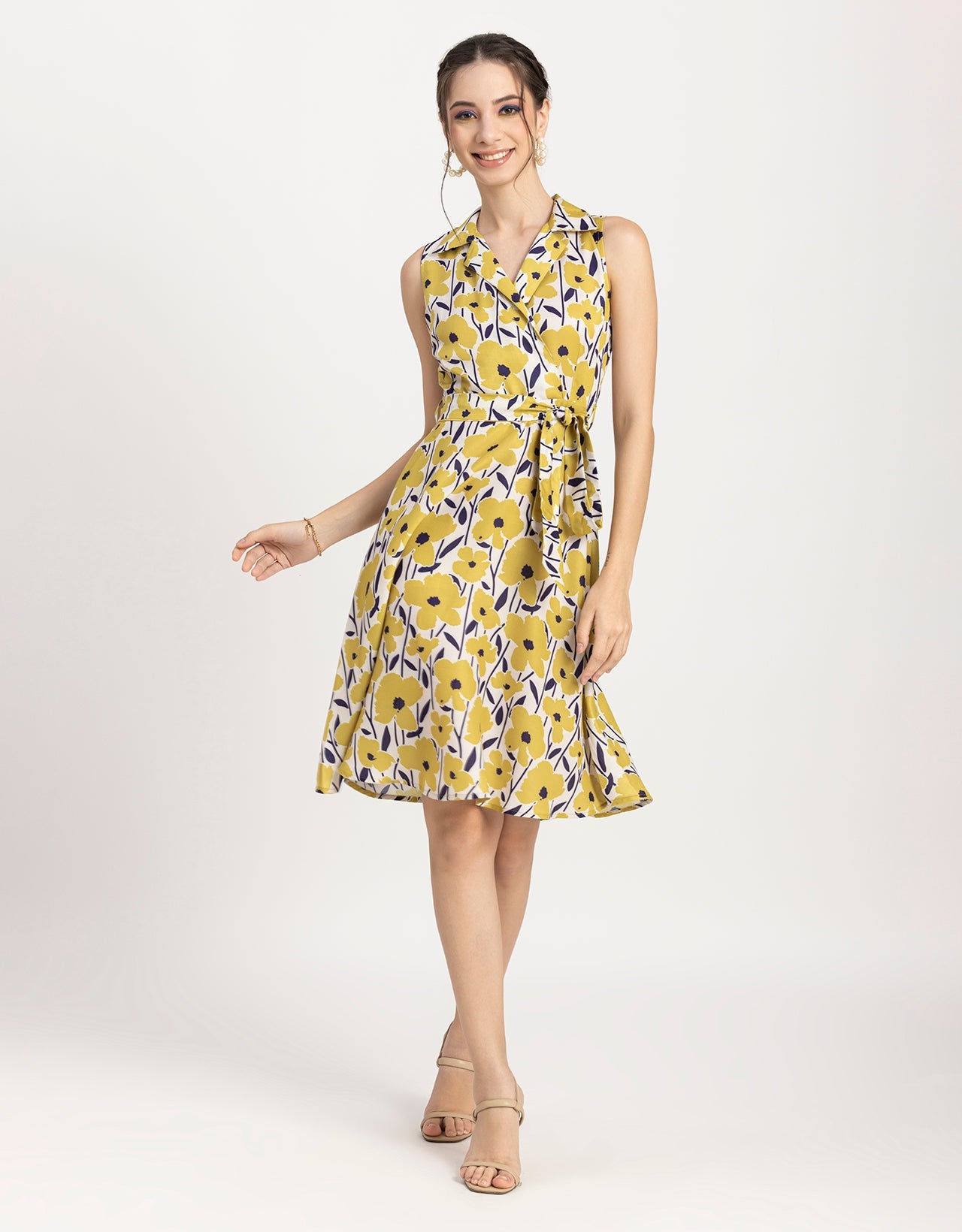V Neck Midi Dress