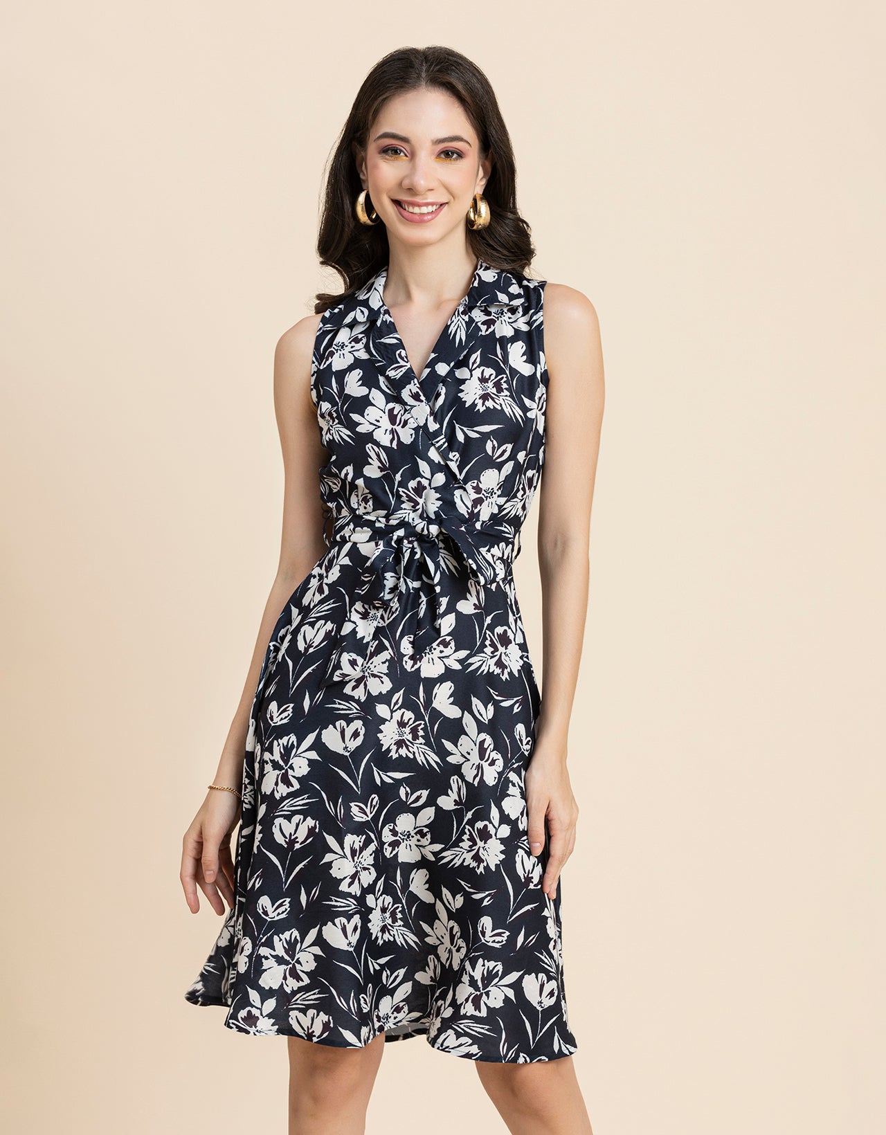 V Neck Midi Dress