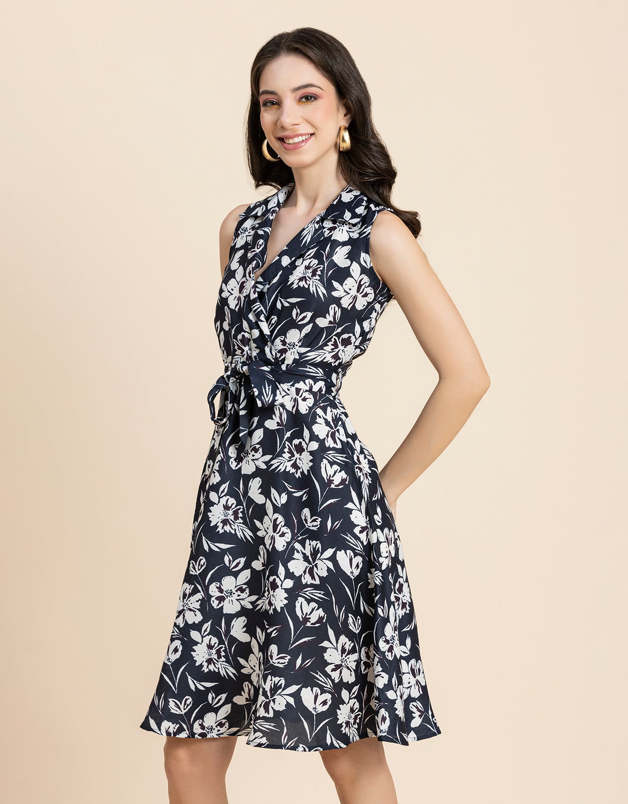 V Neck Midi Dress