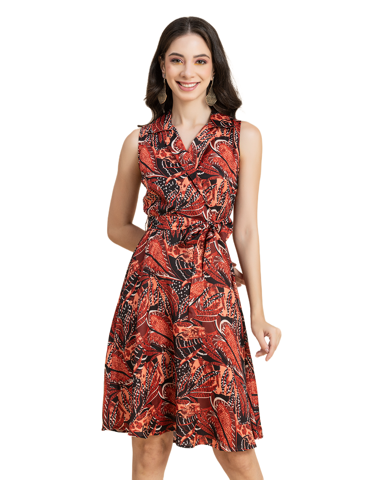 V Neck Midi Dress