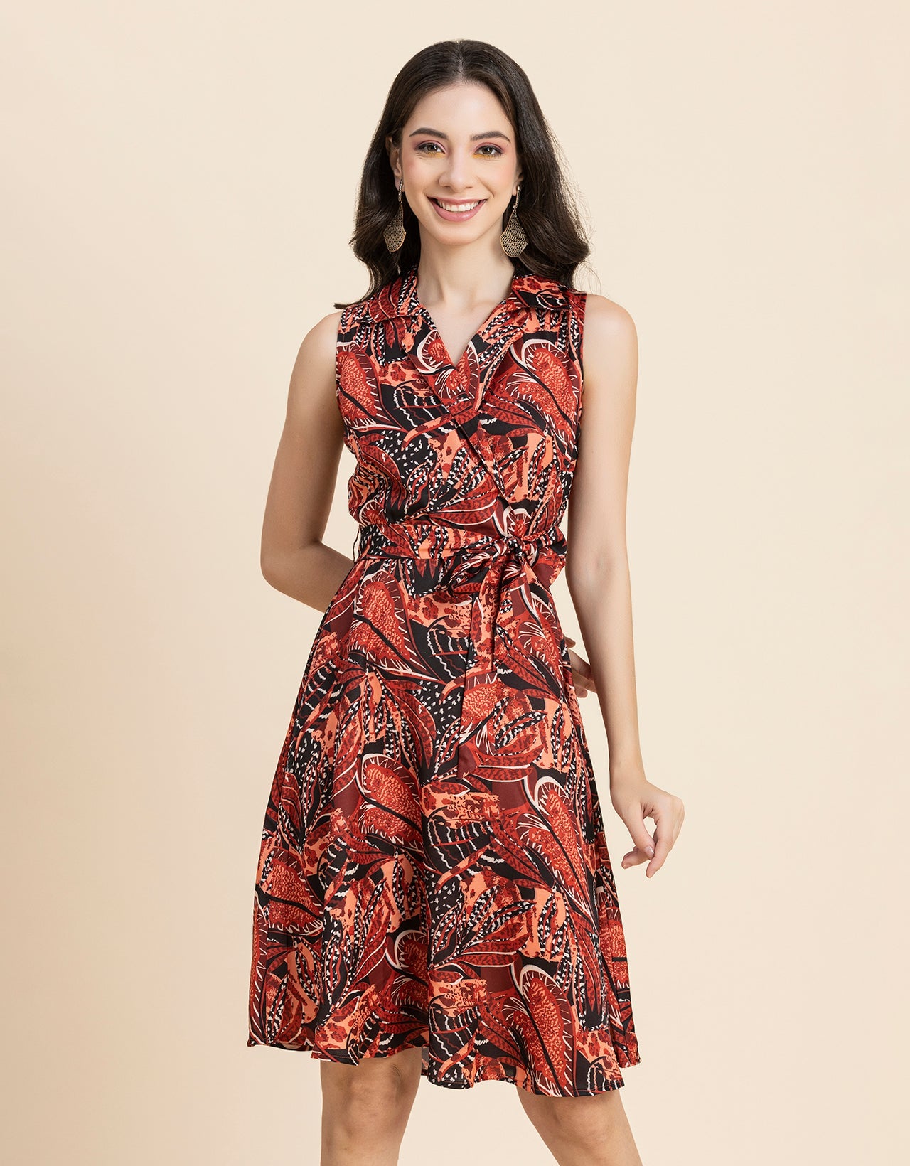 V Neck Midi Dress