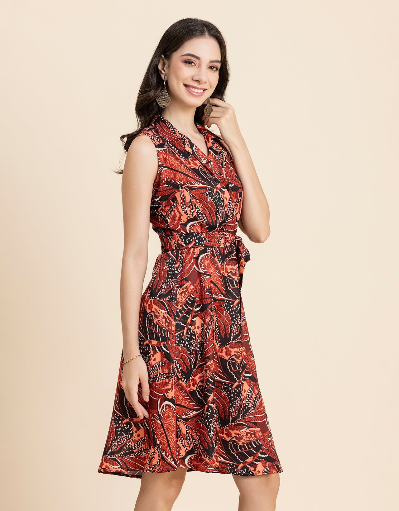 V Neck Midi Dress