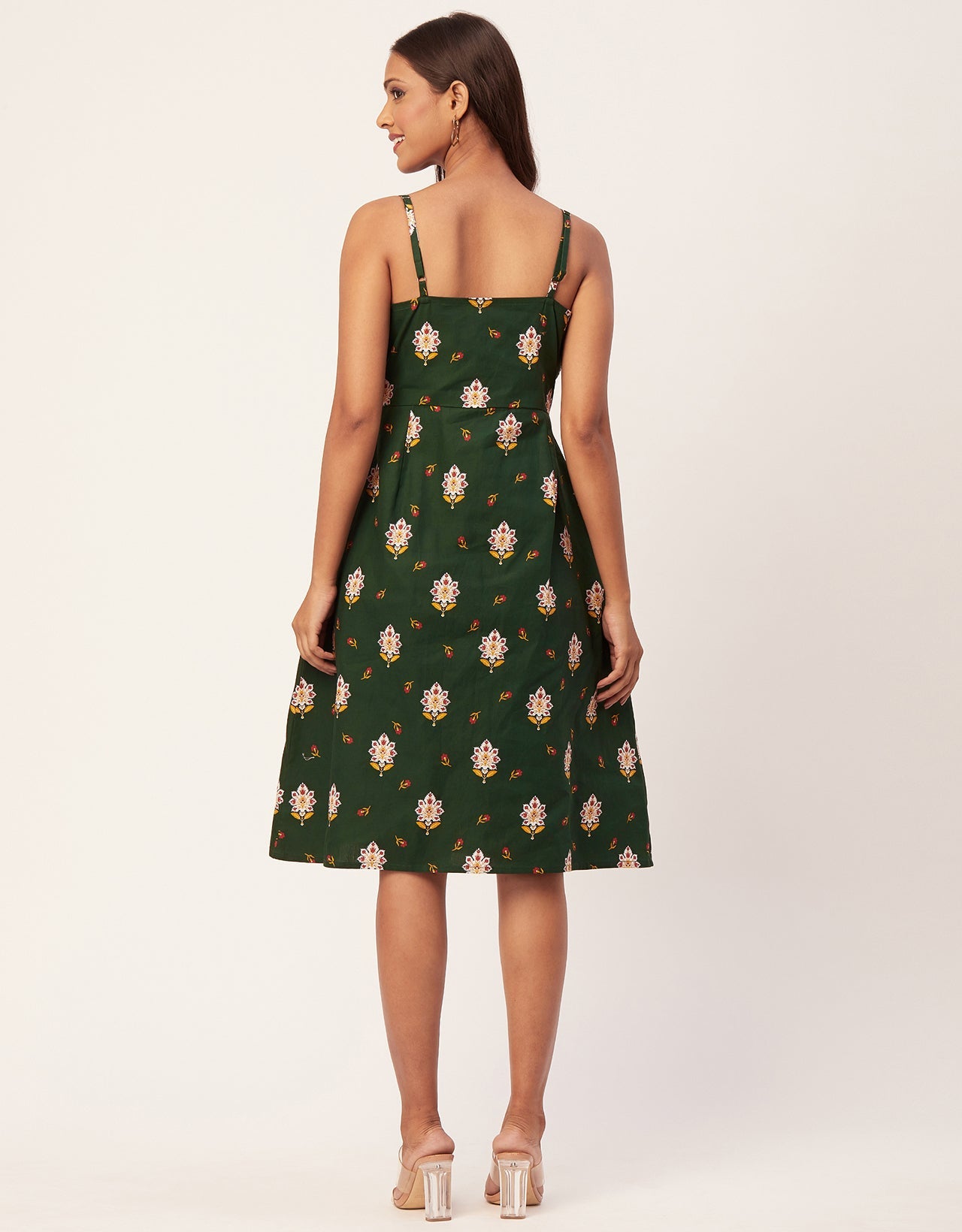 Printed Strap Shoulders Dress