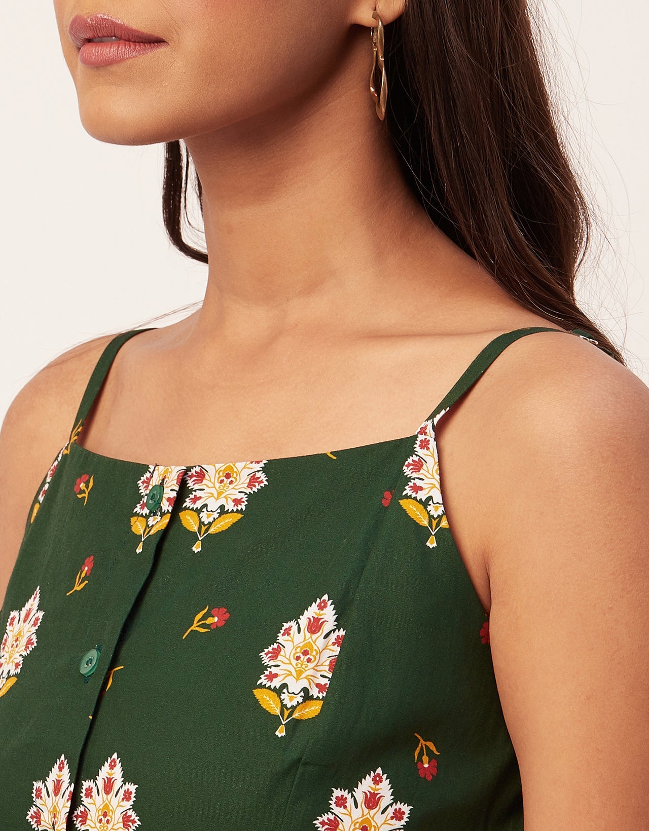 Printed Strap Shoulders Dress