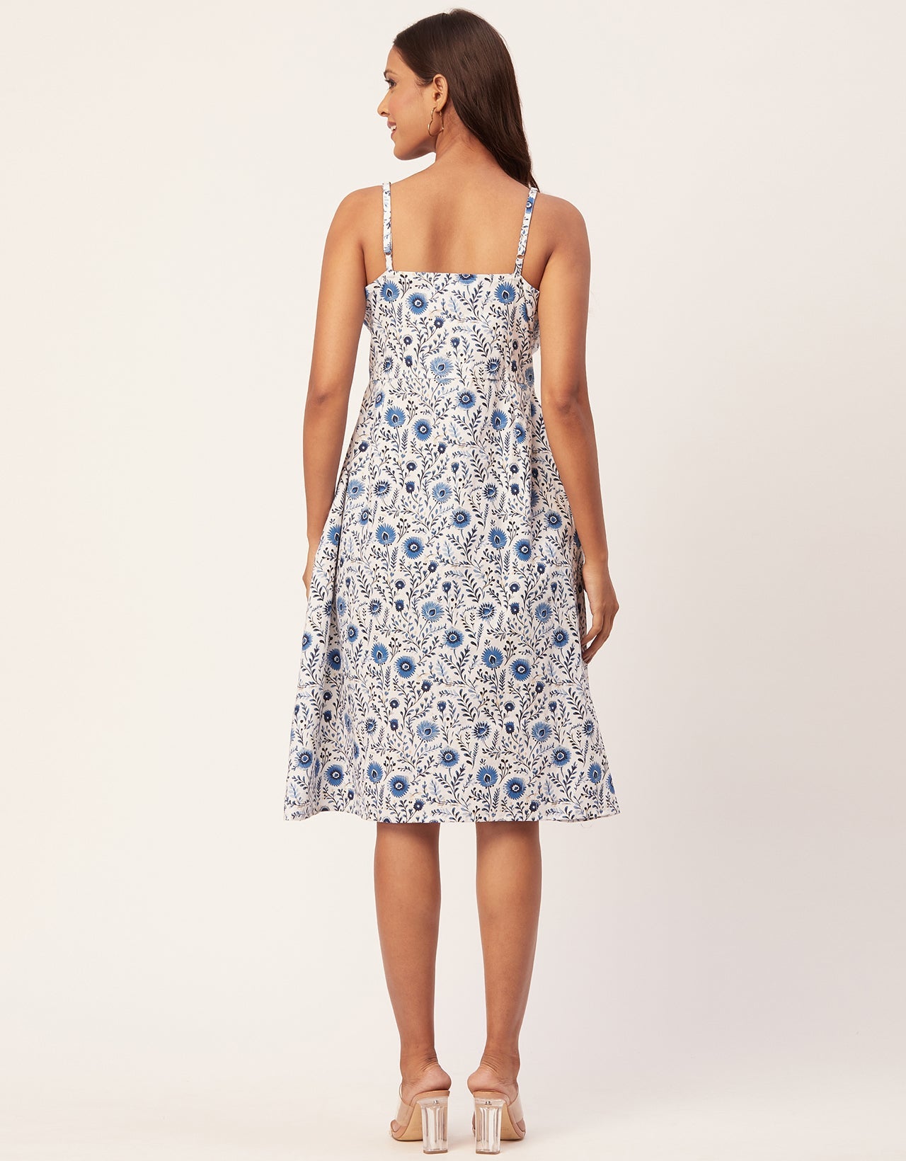 Printed Strap Shoulders Dress
