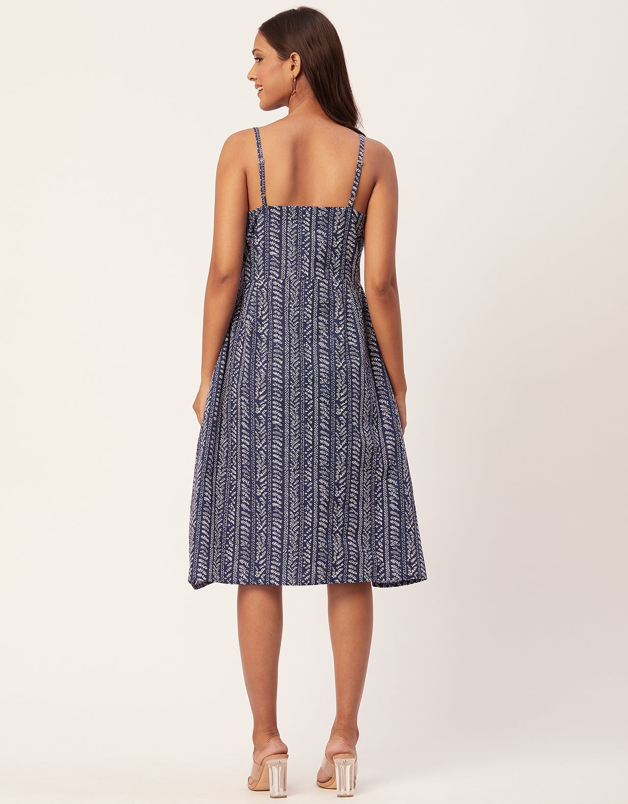 Printed Strap Shoulders Dress