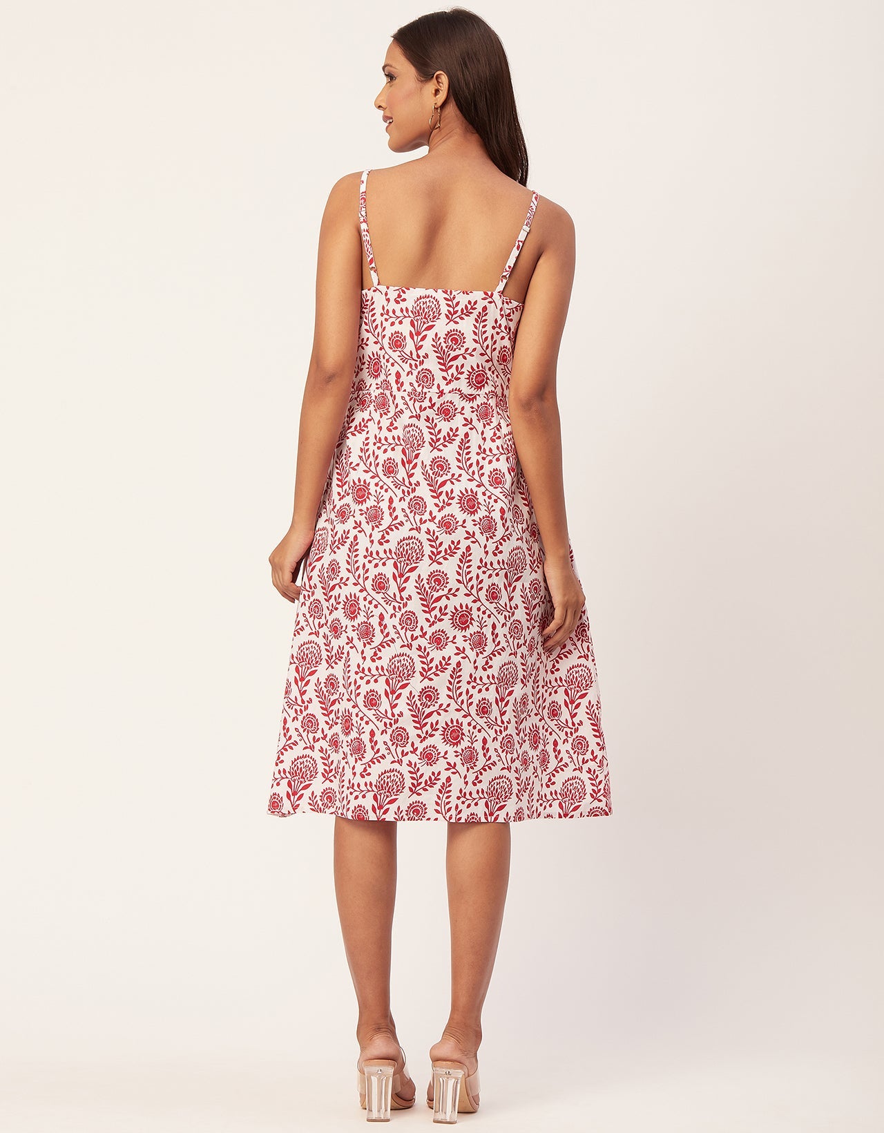 Printed Strap Shoulders Dress