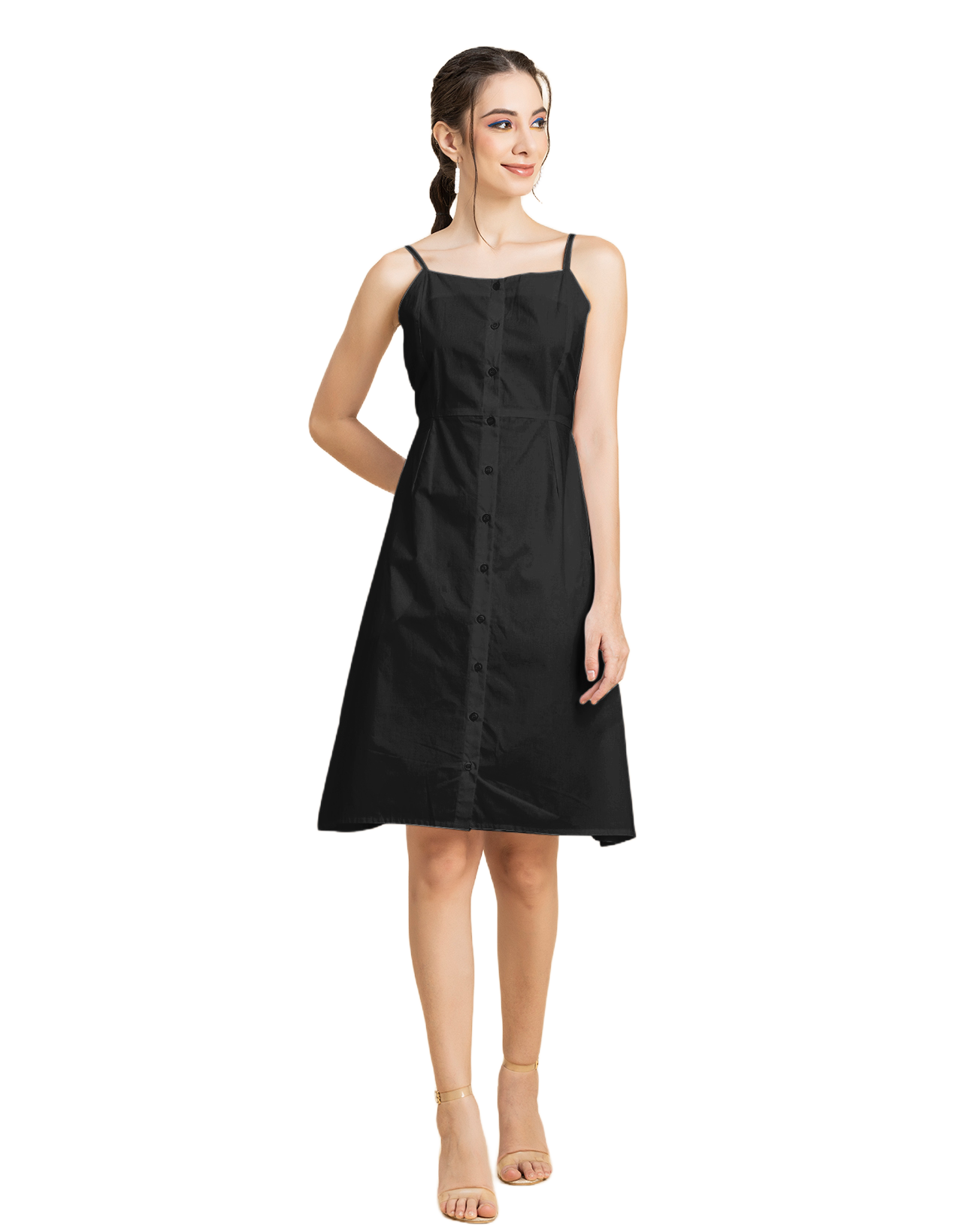 Printed Strap Shoulders Dress