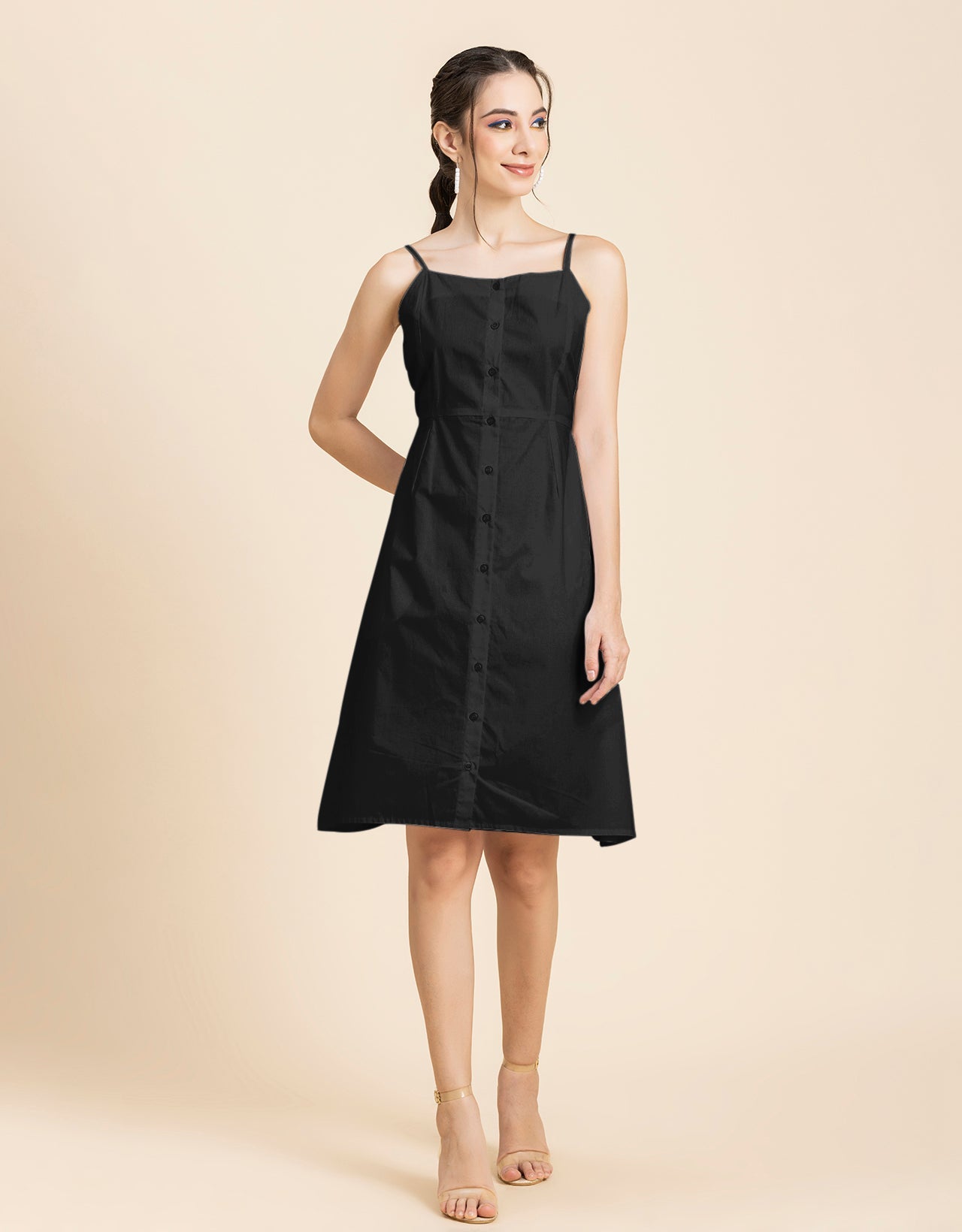 Printed Strap Shoulders Dress
