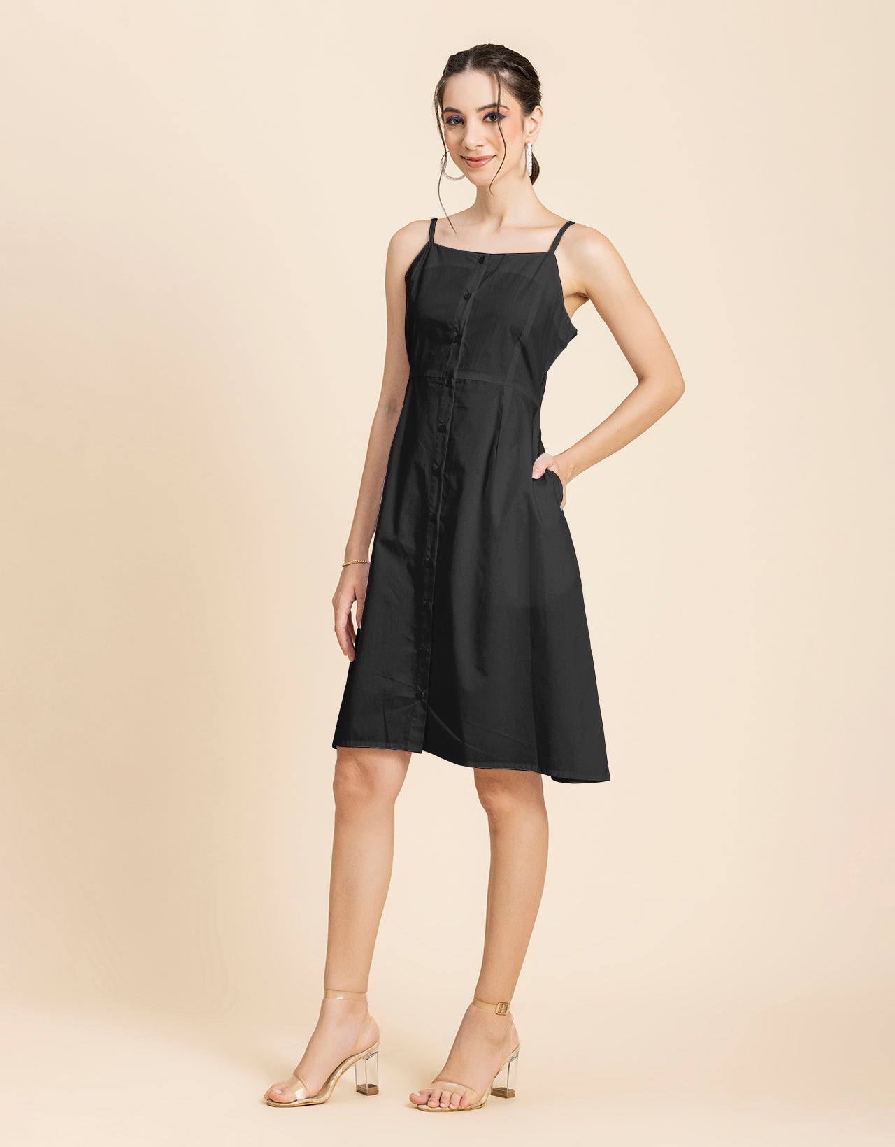 Printed Strap Shoulders Dress