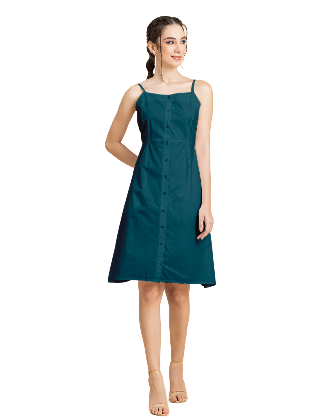 Printed Strap Shoulders Dress