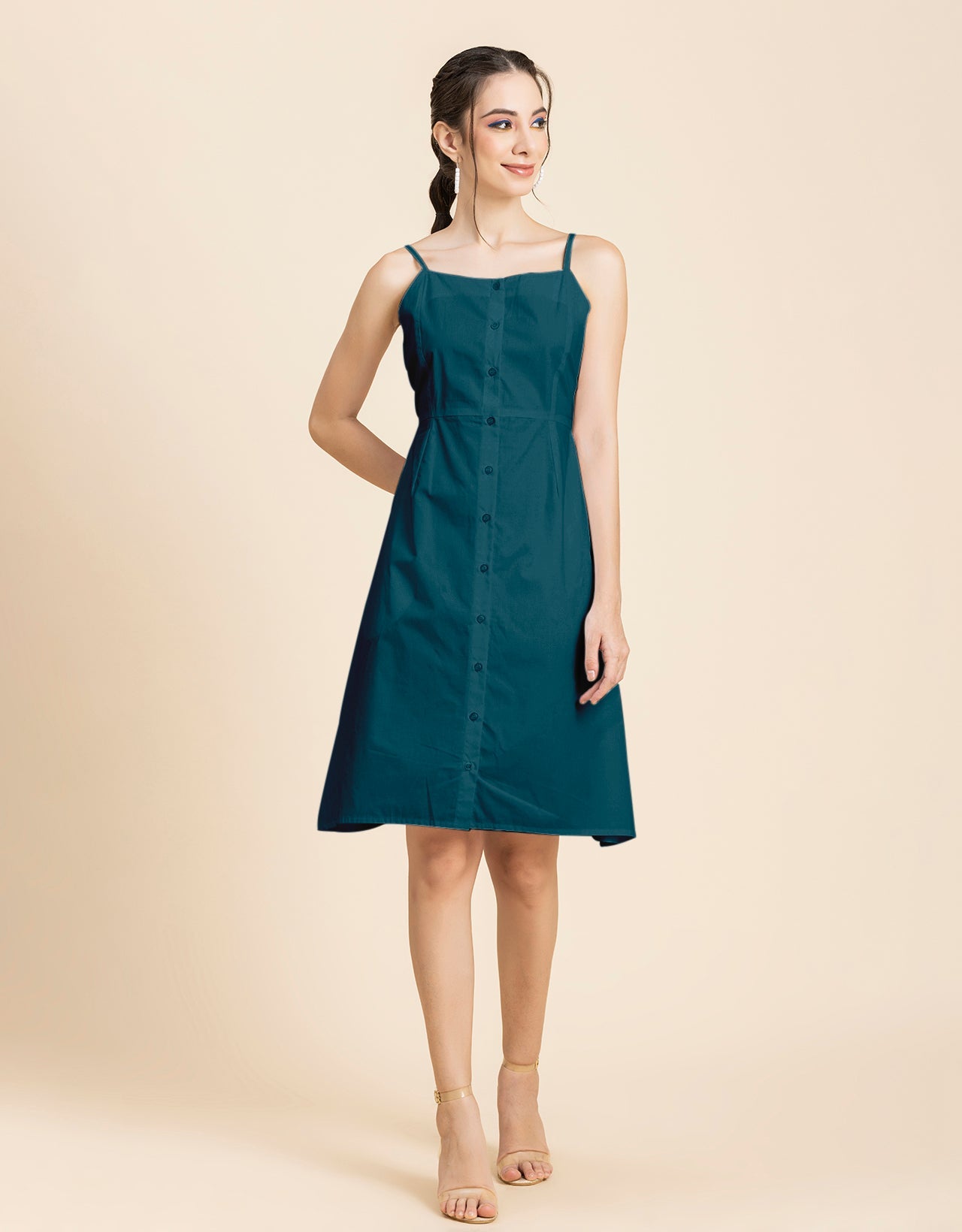 Printed Strap Shoulders Dress