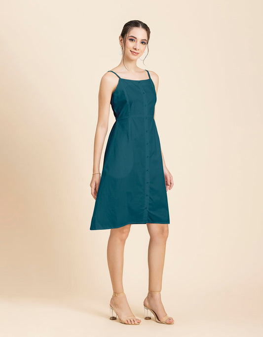 Printed Strap Shoulders Dress