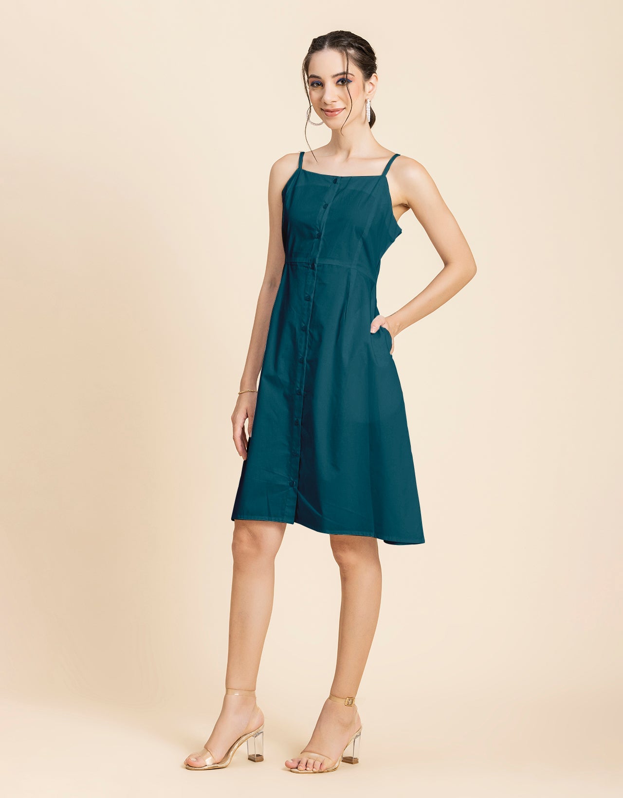 Printed Strap Shoulders Dress