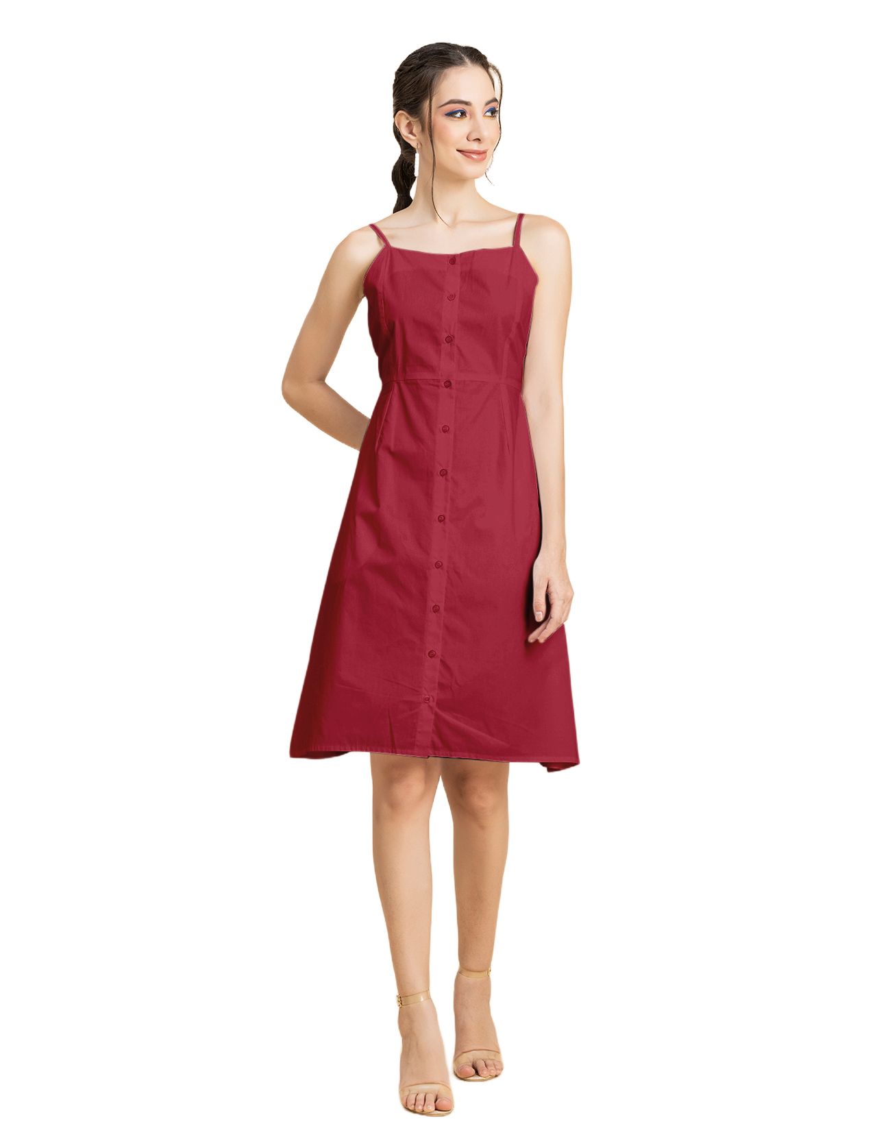 Printed Strap Shoulders Dress