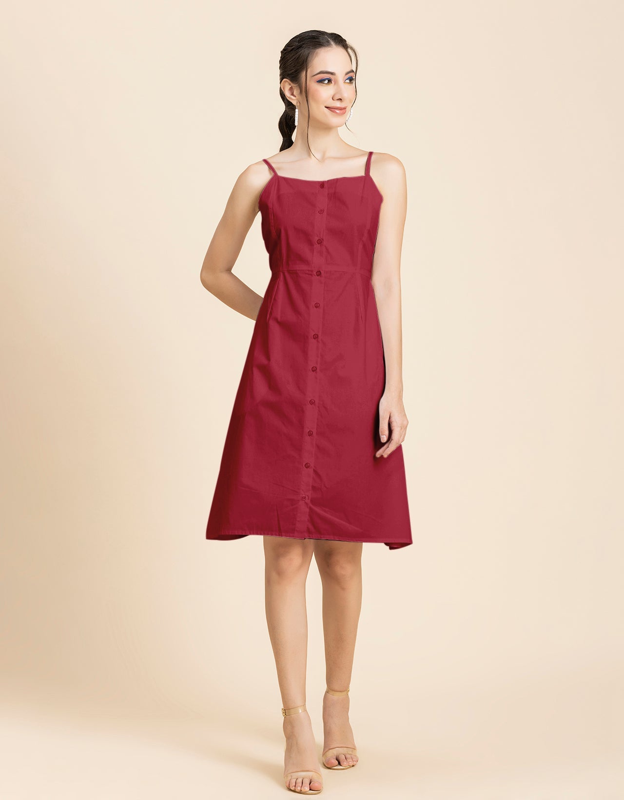 Printed Strap Shoulders Dress