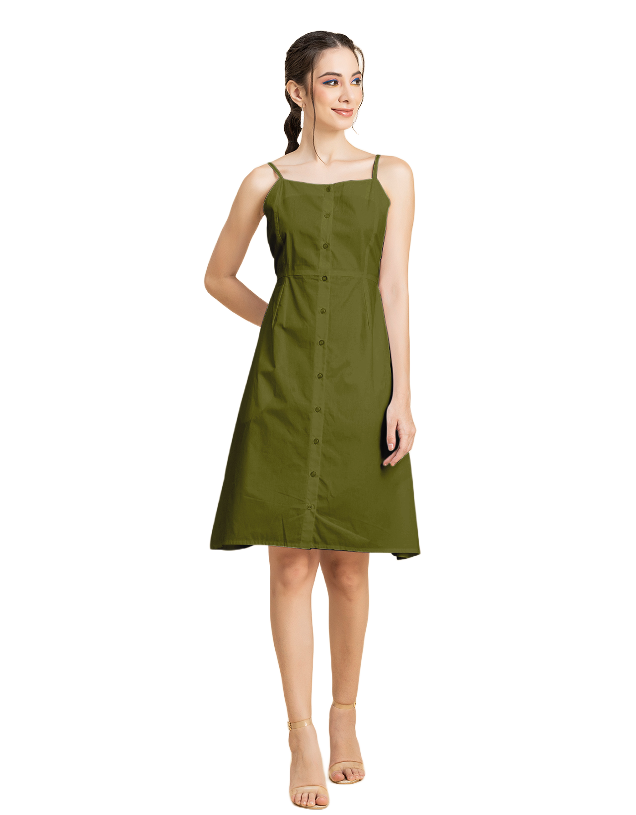 Printed Strap Shoulders Dress