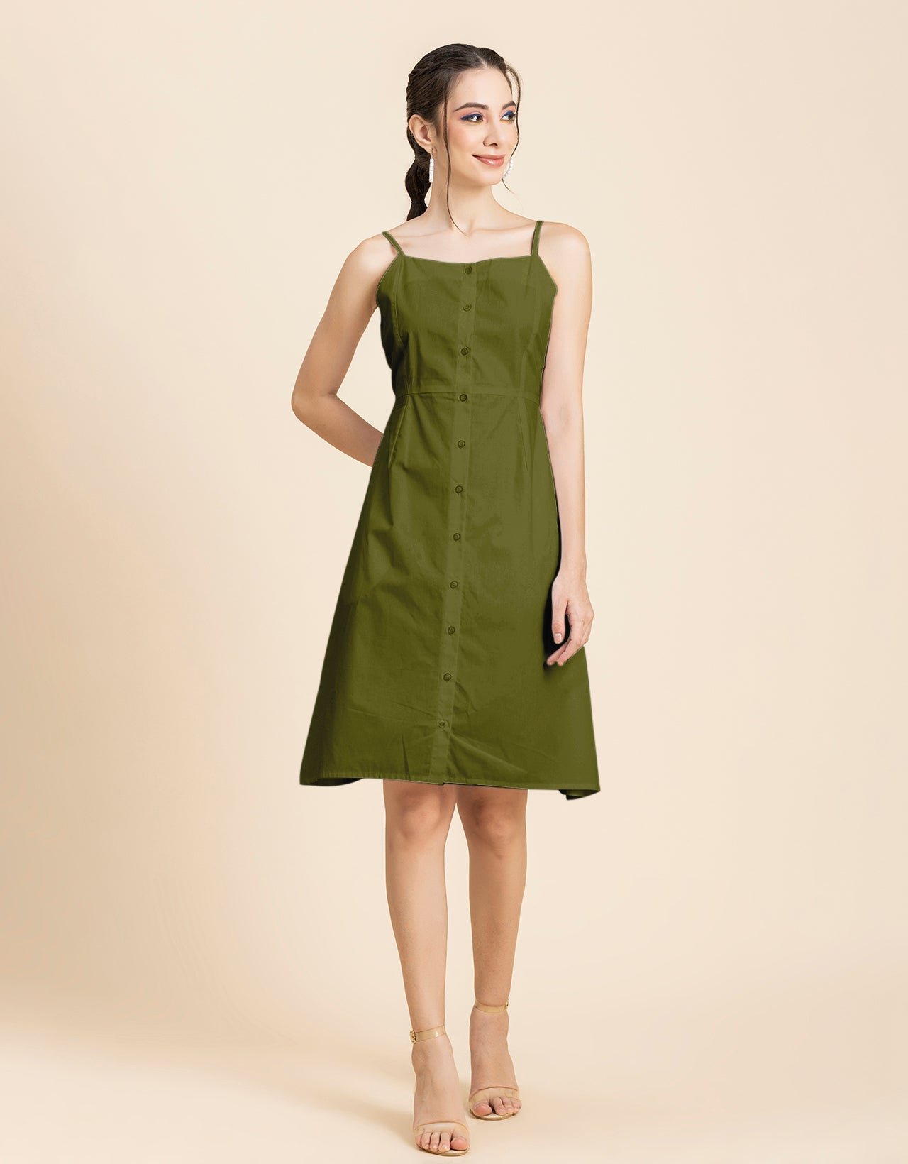 Printed Strap Shoulders Dress