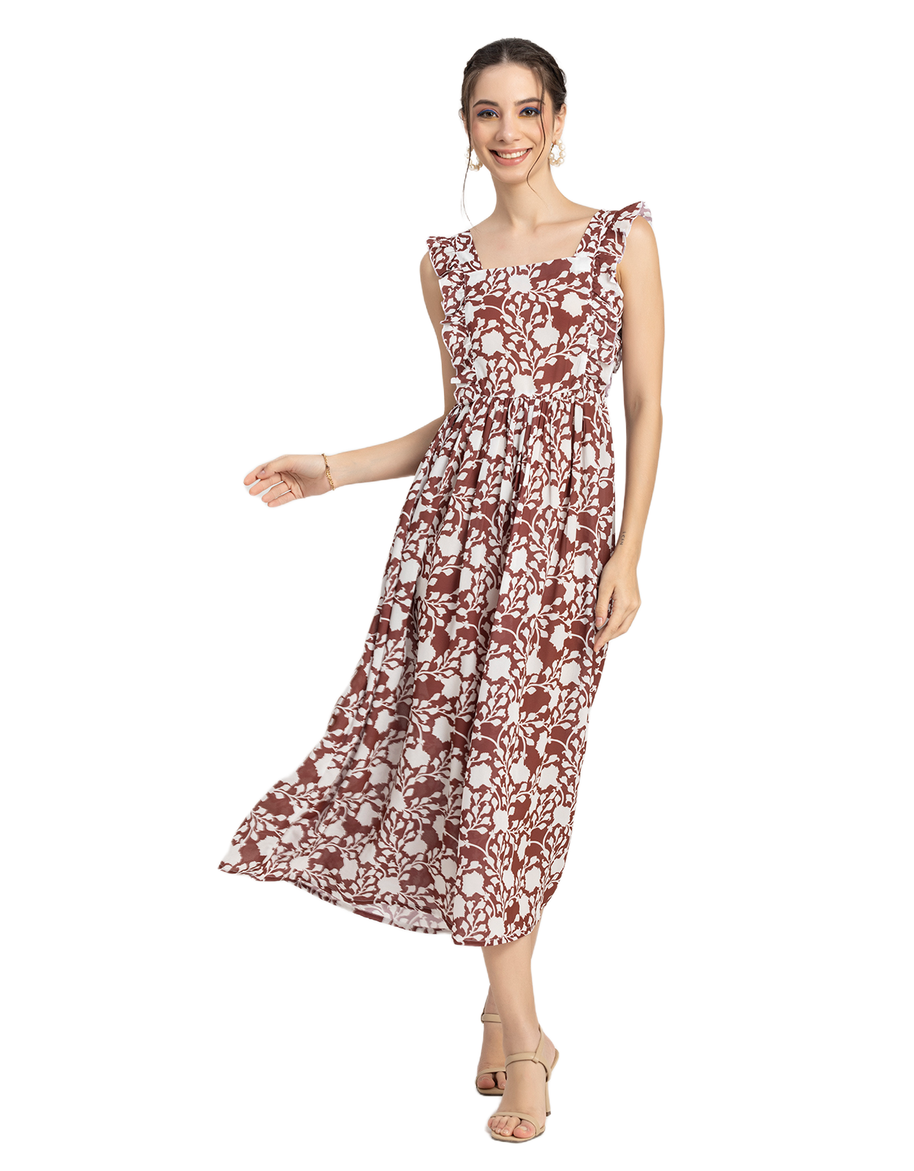 Printed A-Line Long Dress