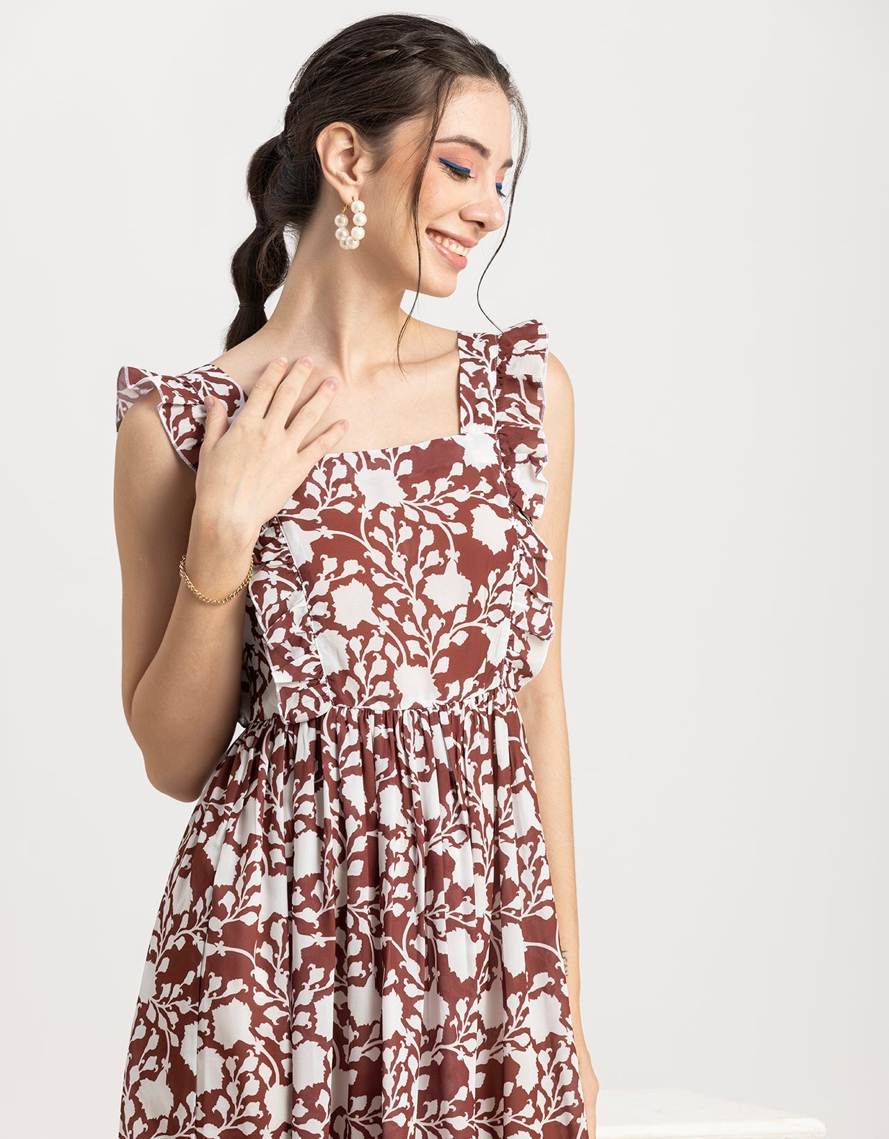 Printed A-Line Long Dress