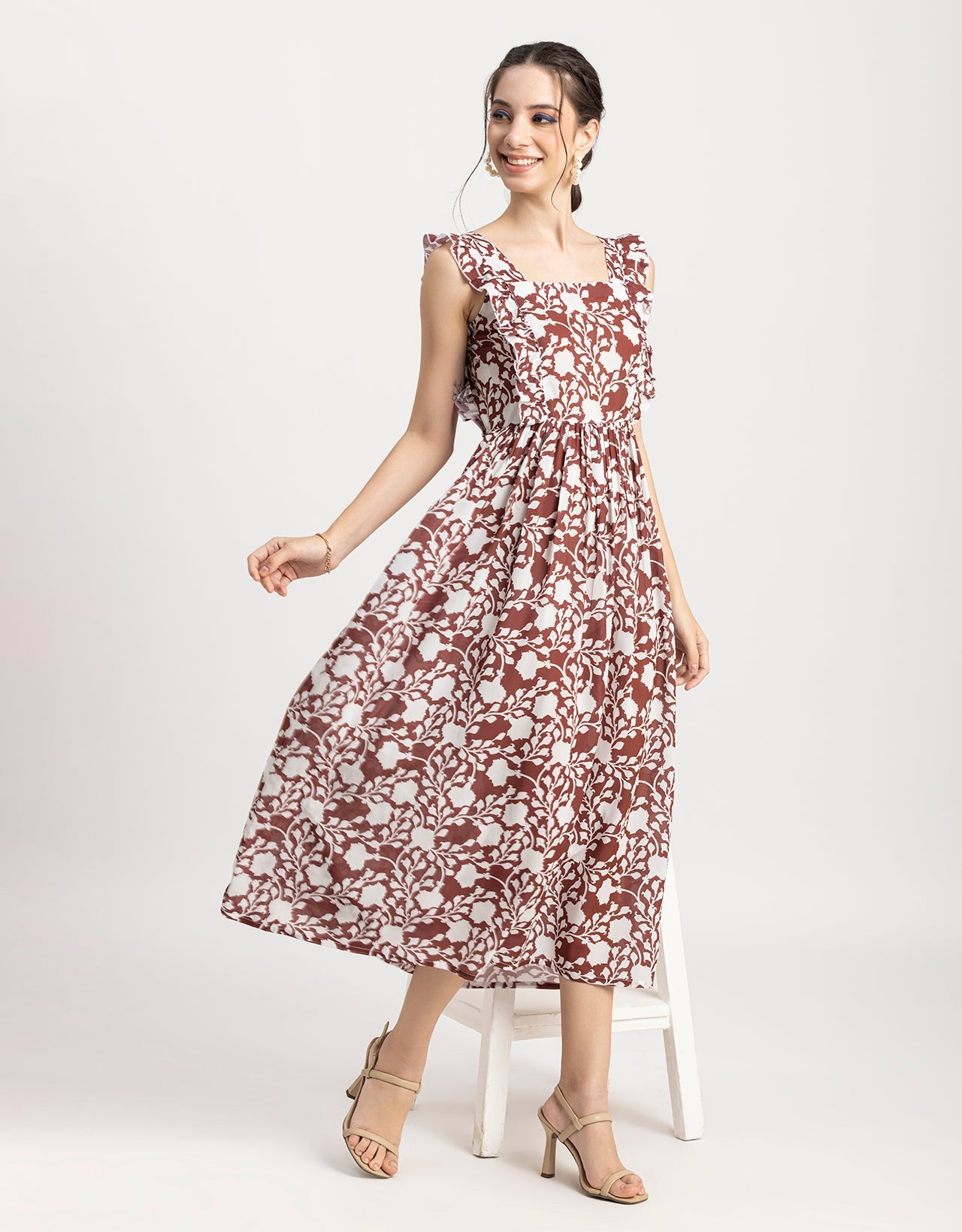 Printed A-Line Long Dress