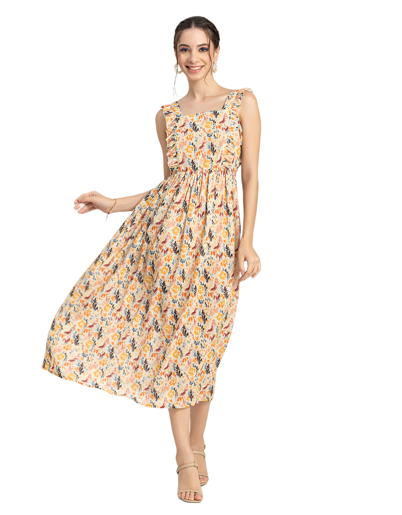 Printed A-Line Long Dress