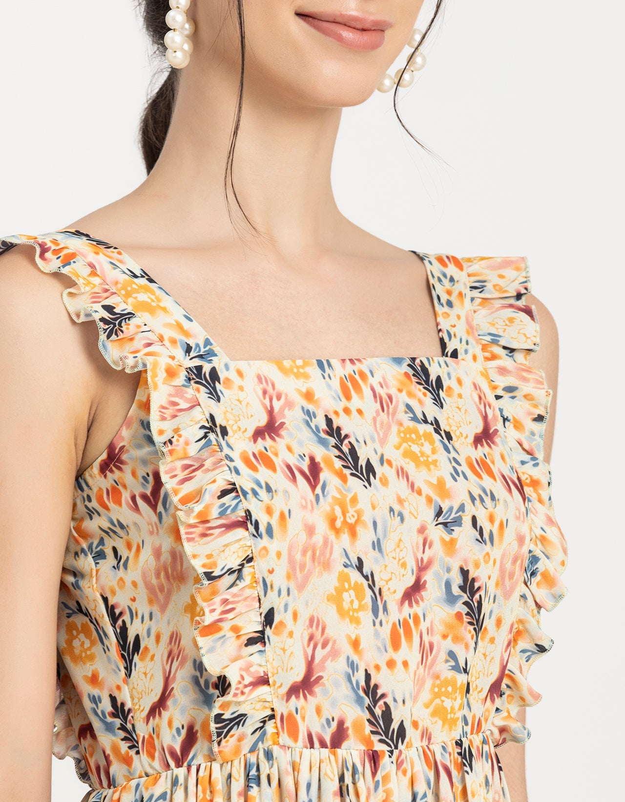 Printed A-Line Long Dress