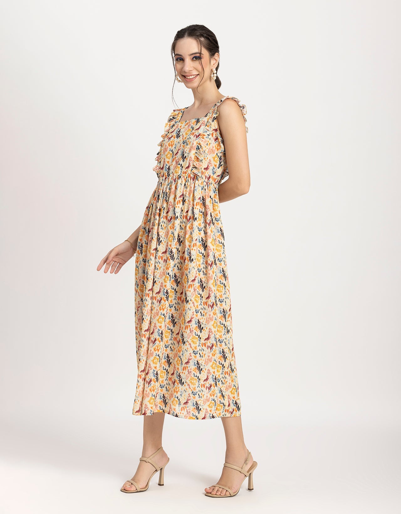 Printed A-Line Long Dress