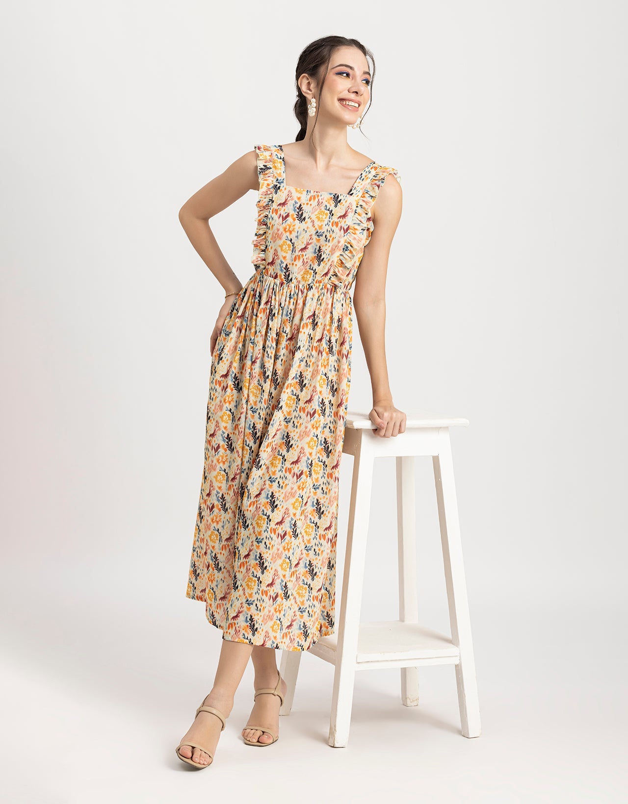 Printed A-Line Long Dress