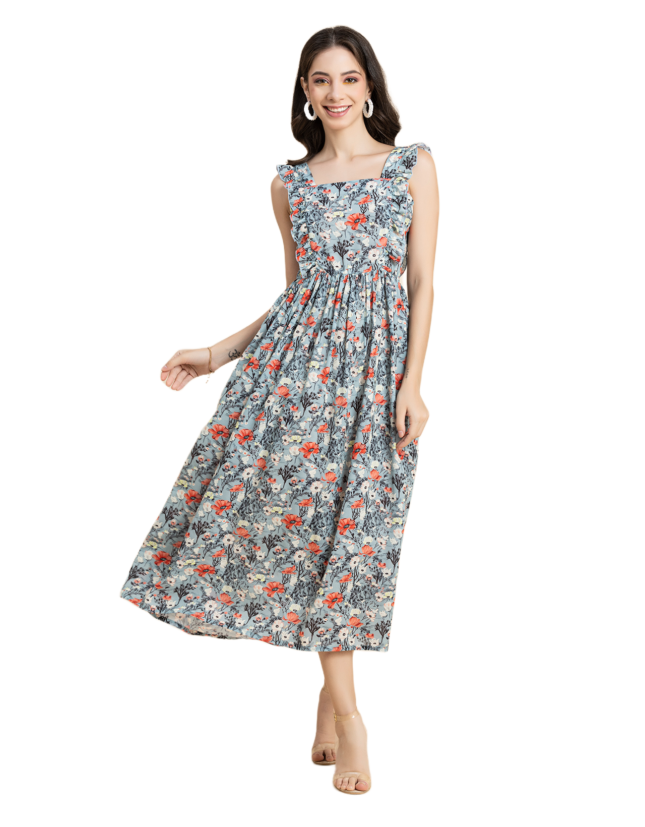 Printed A-Line Long Dress