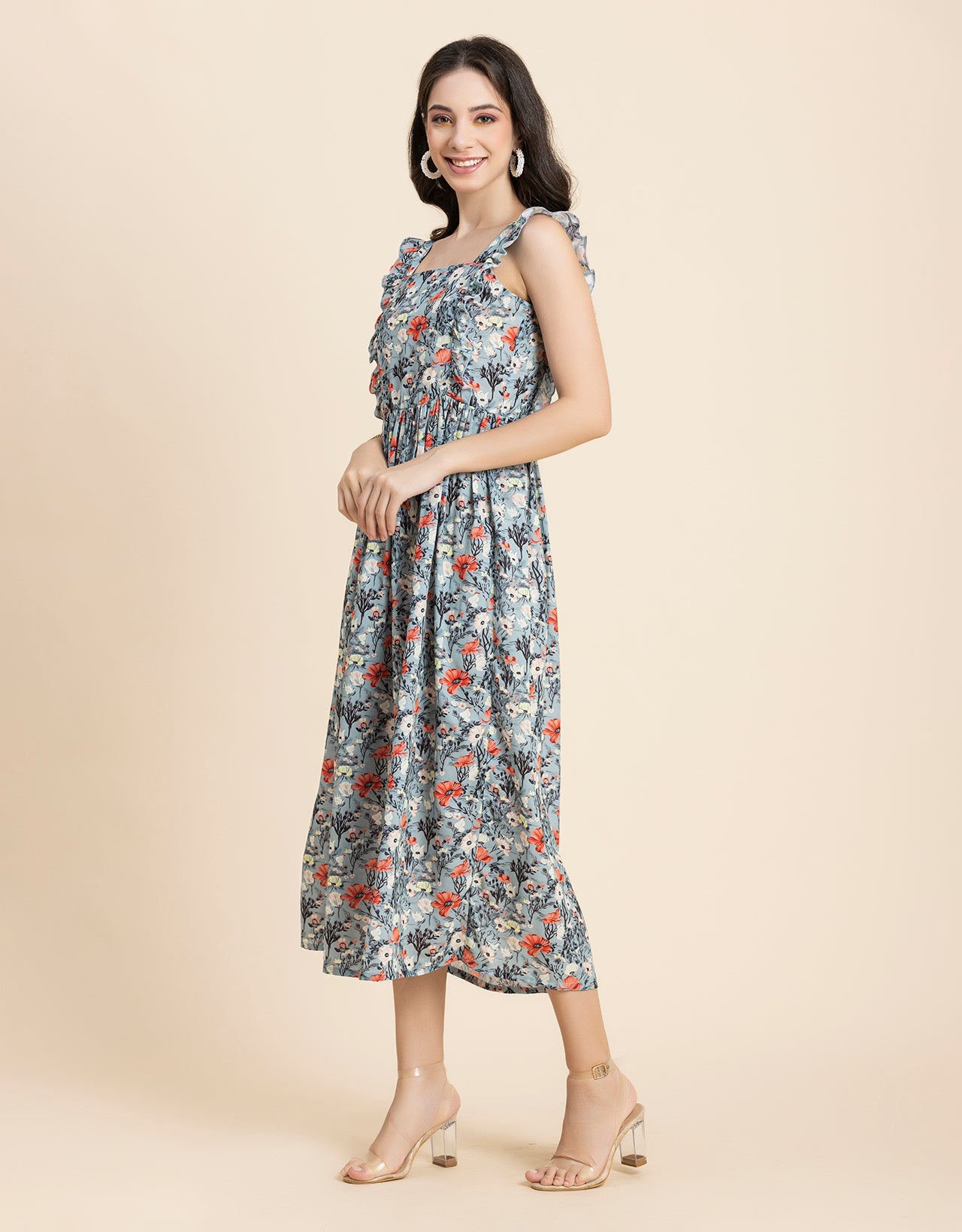 Printed A-Line Long Dress