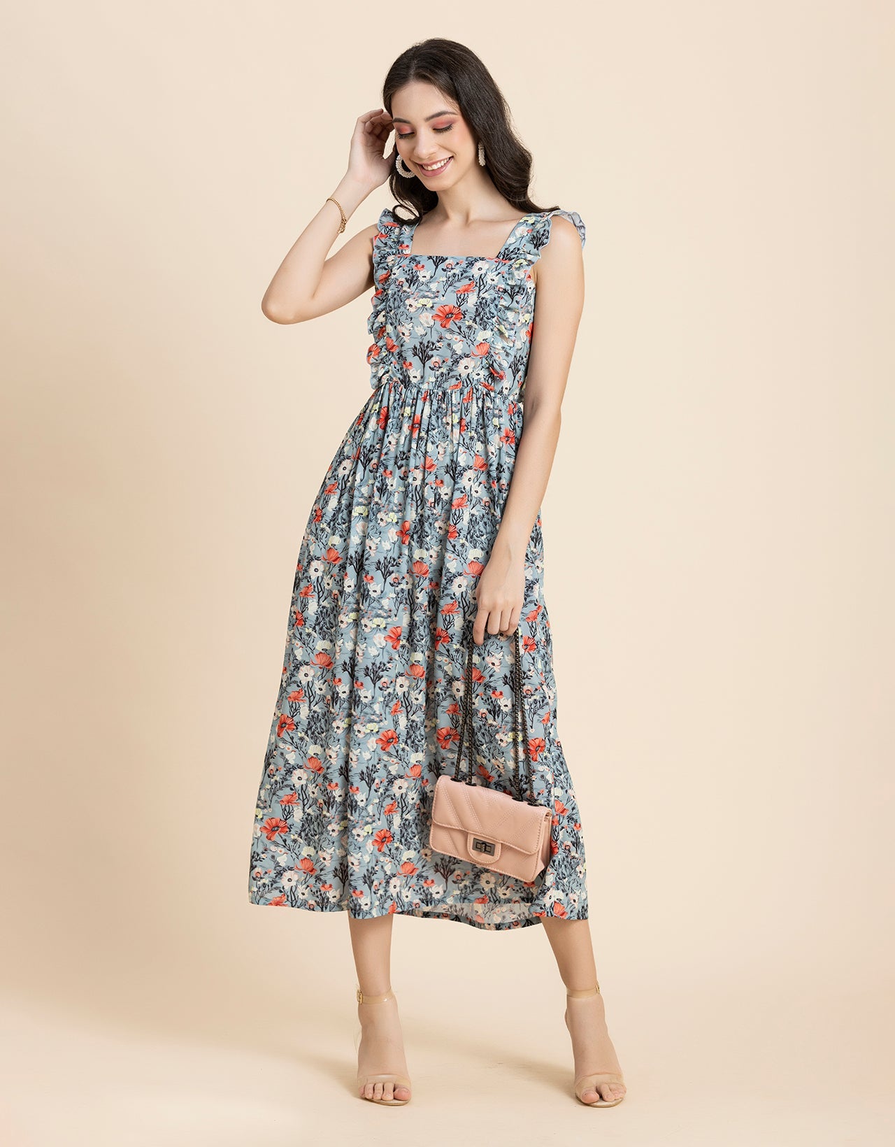 Printed A-Line Long Dress