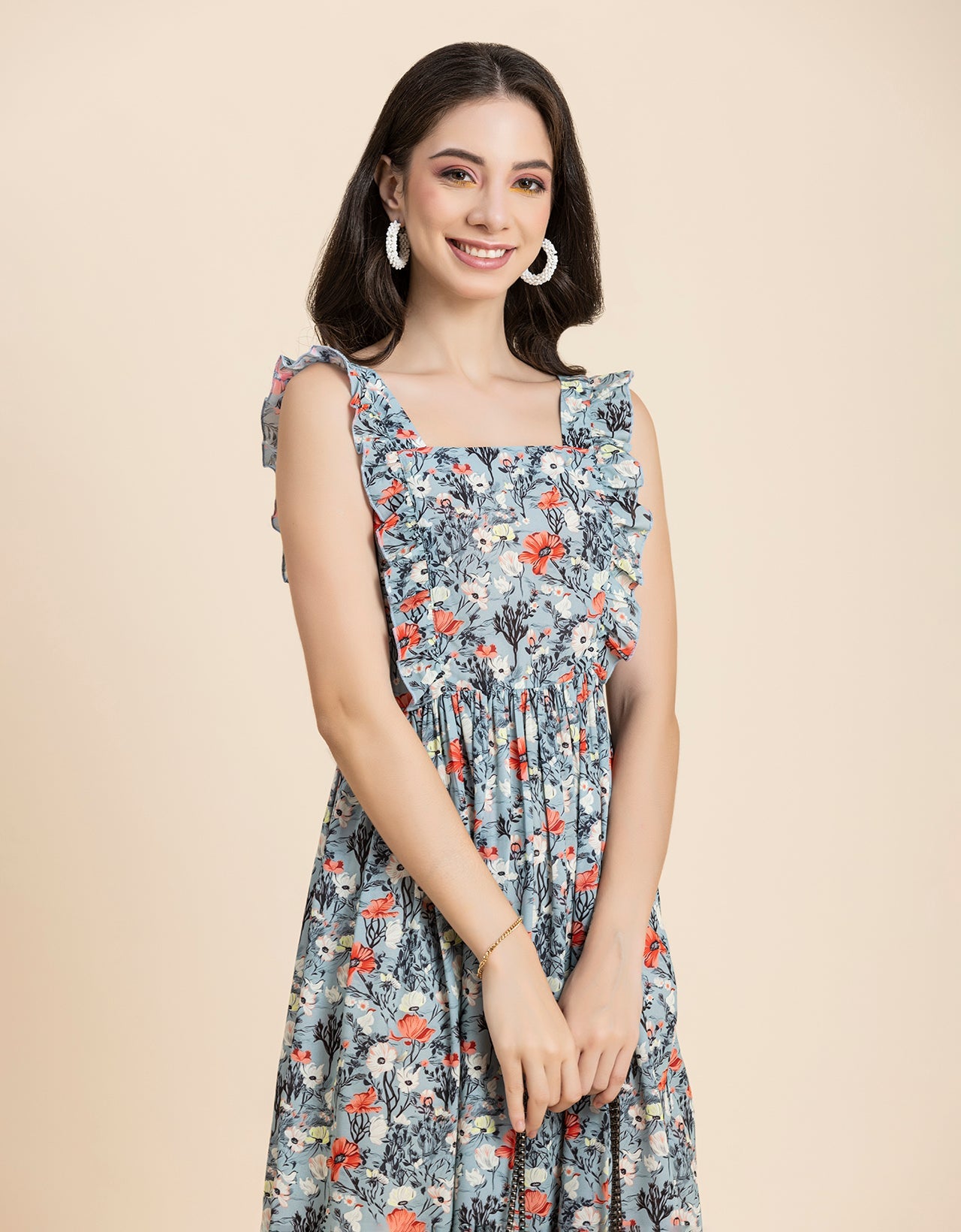 Printed A-Line Long Dress