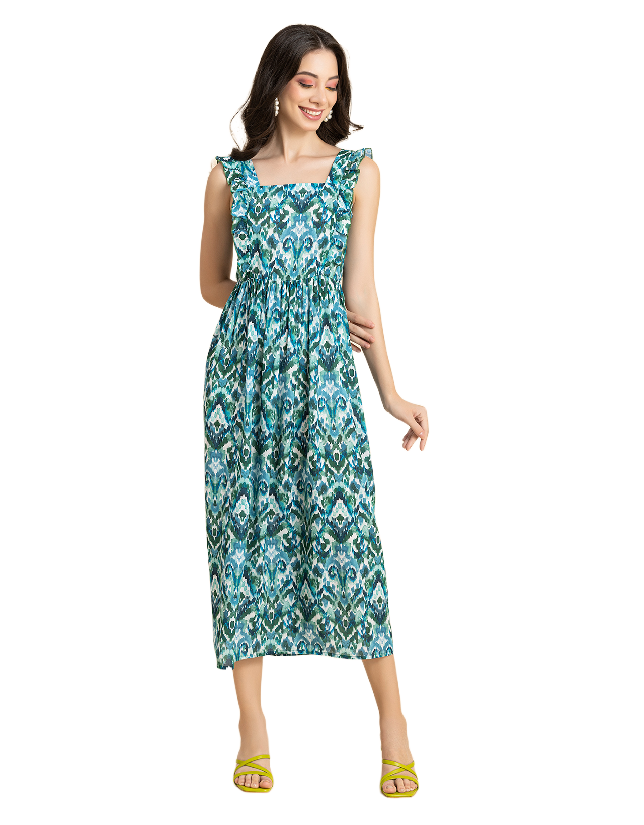 Printed A-Line Long Dress