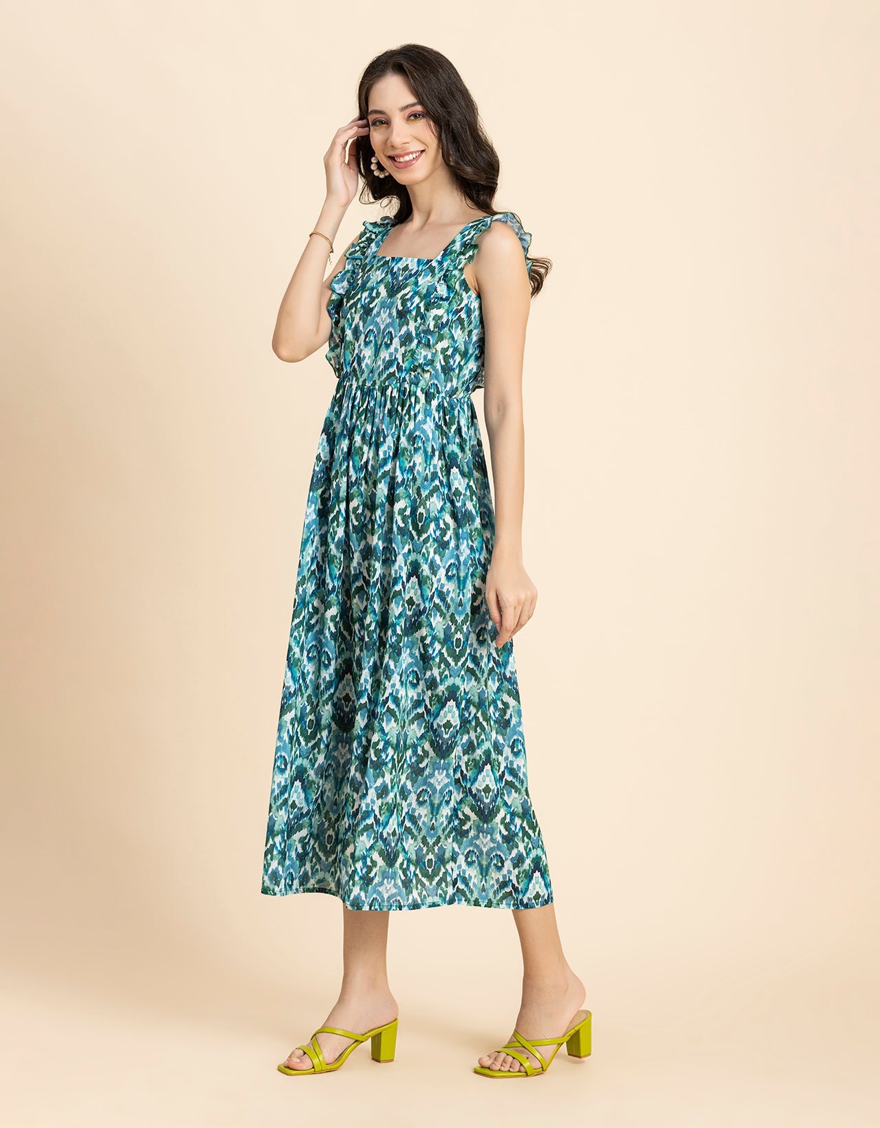 Printed A-Line Long Dress