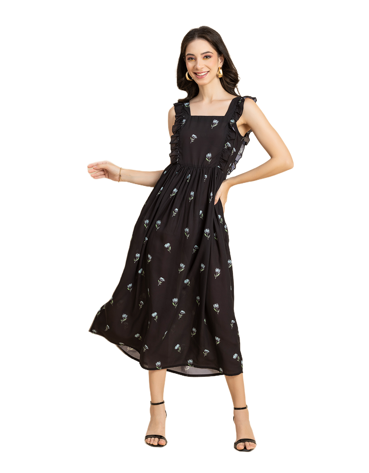 Printed A-Line Long Dress
