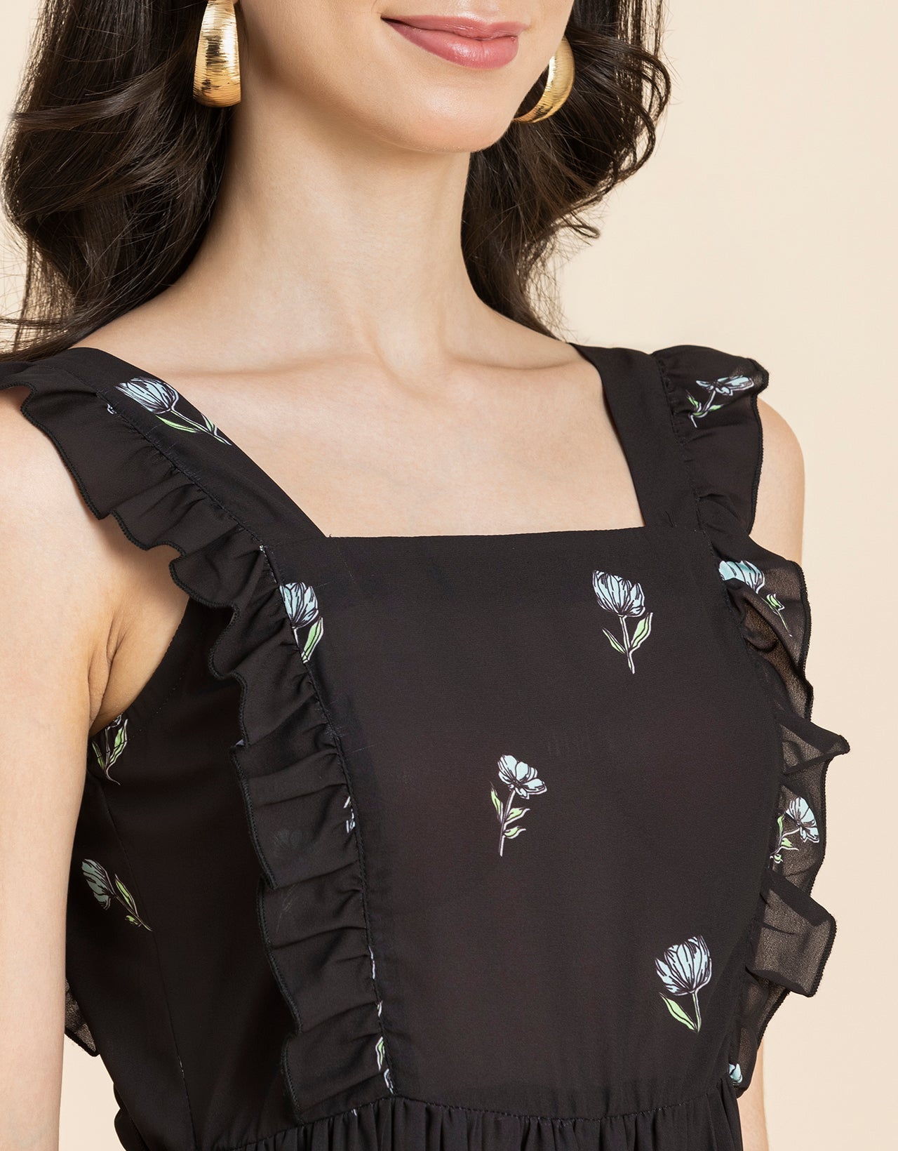 Printed A-Line Long Dress