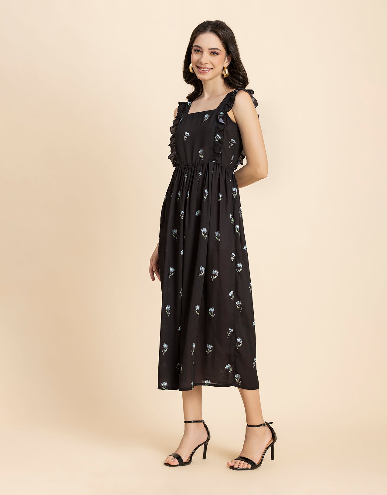 Printed A-Line Long Dress