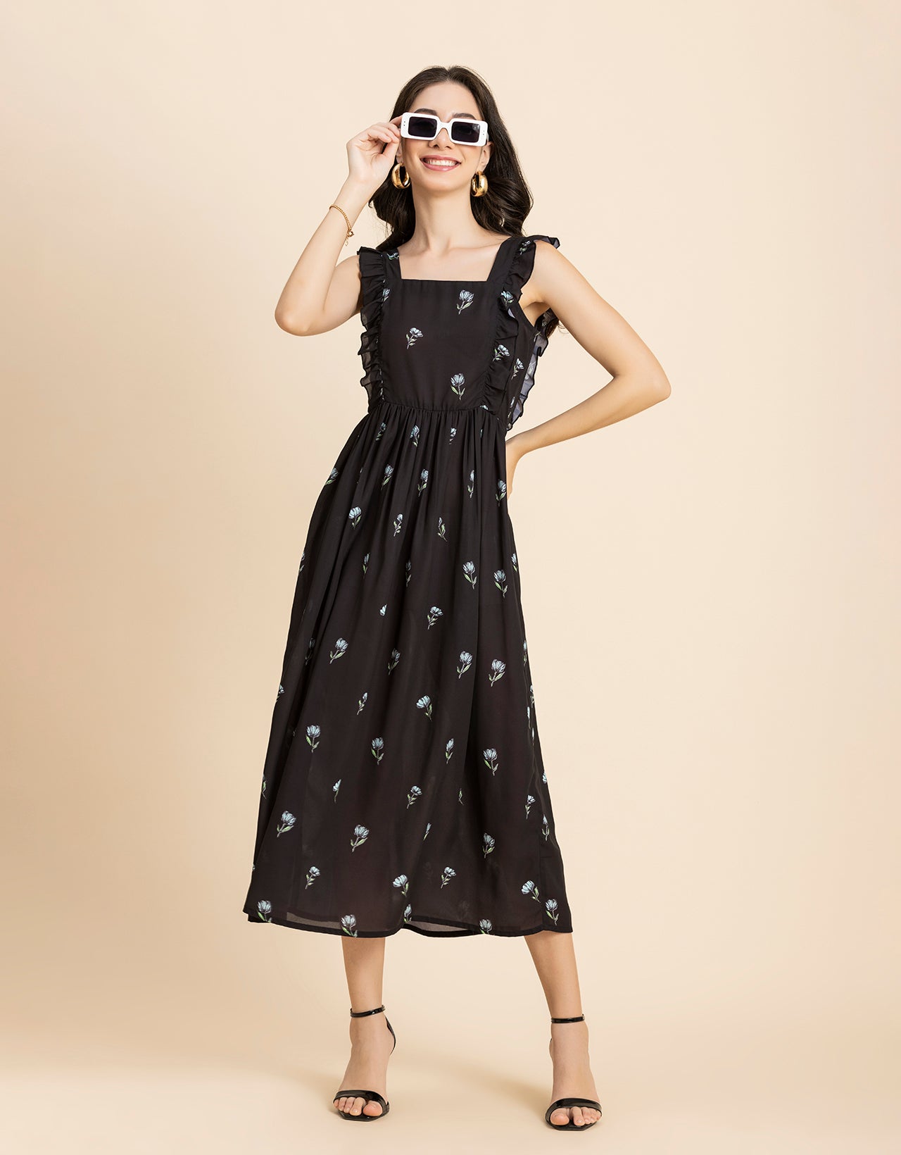 Printed A-Line Long Dress