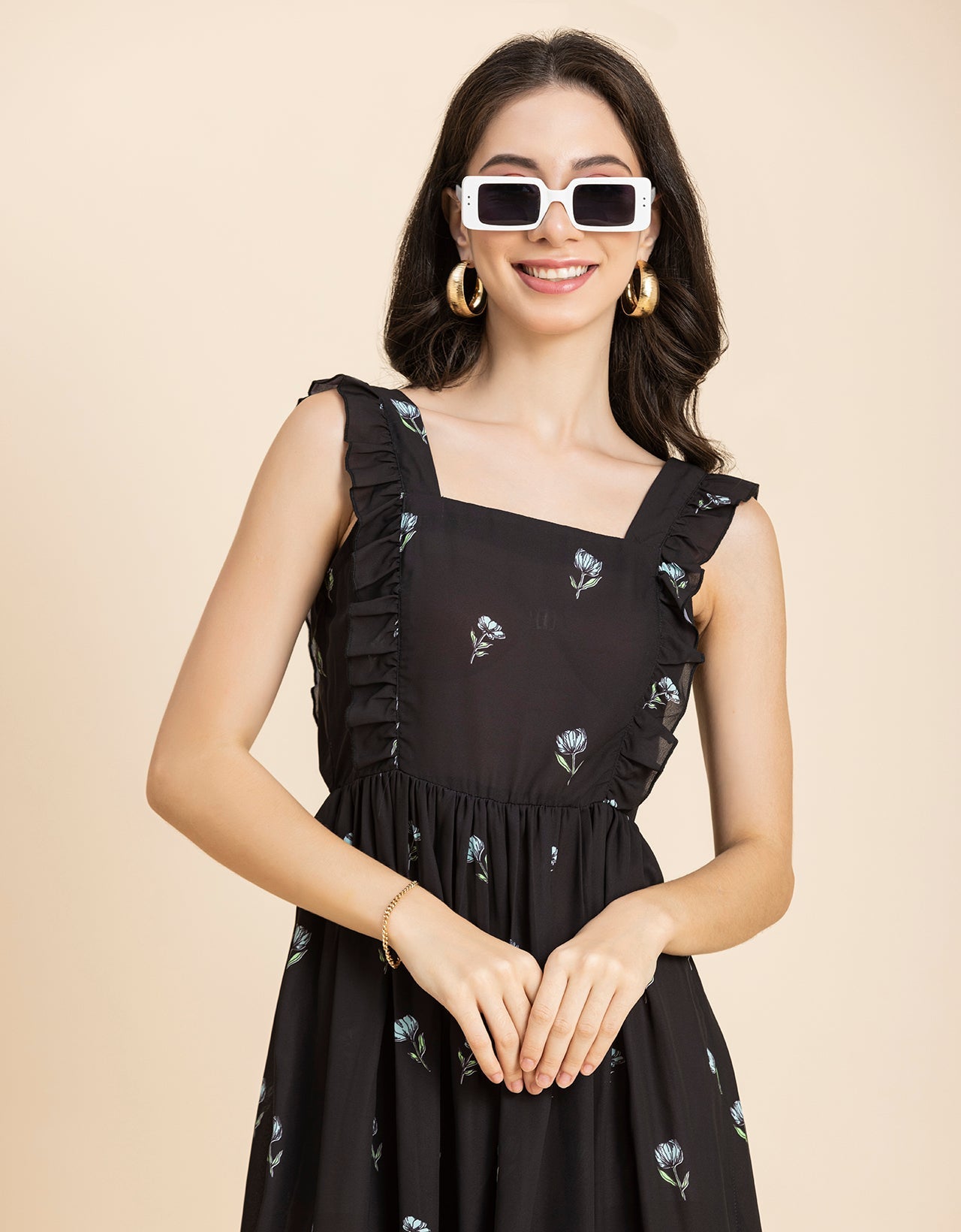 Printed A-Line Long Dress